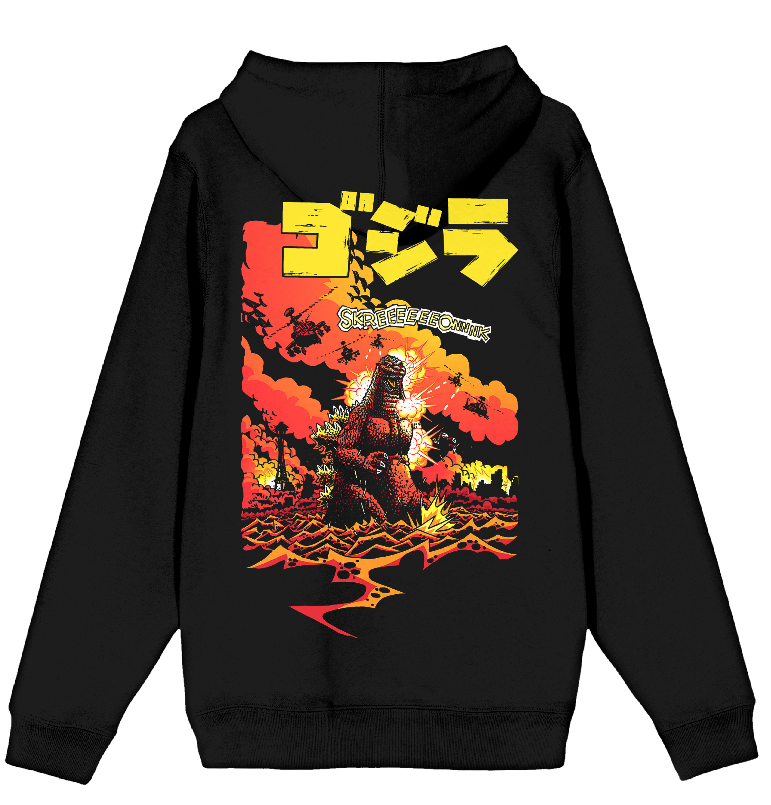 Godzilla Classic Kanji Poster Art Men’s Black Long Sleeve Hoodie Sweatshirt