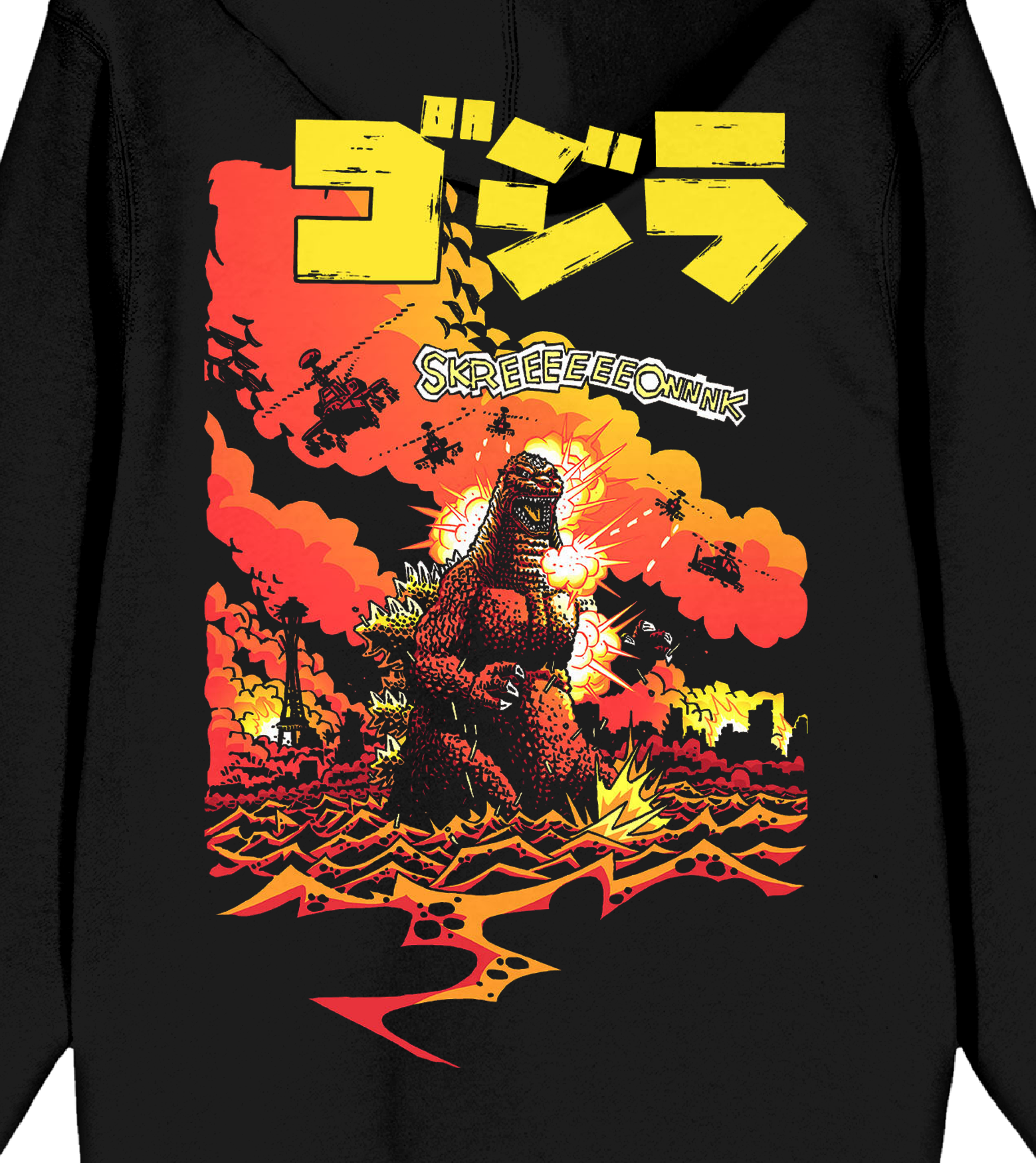 Godzilla Classic Kanji Poster Art Men’s Black Long Sleeve Hoodie Sweatshirt