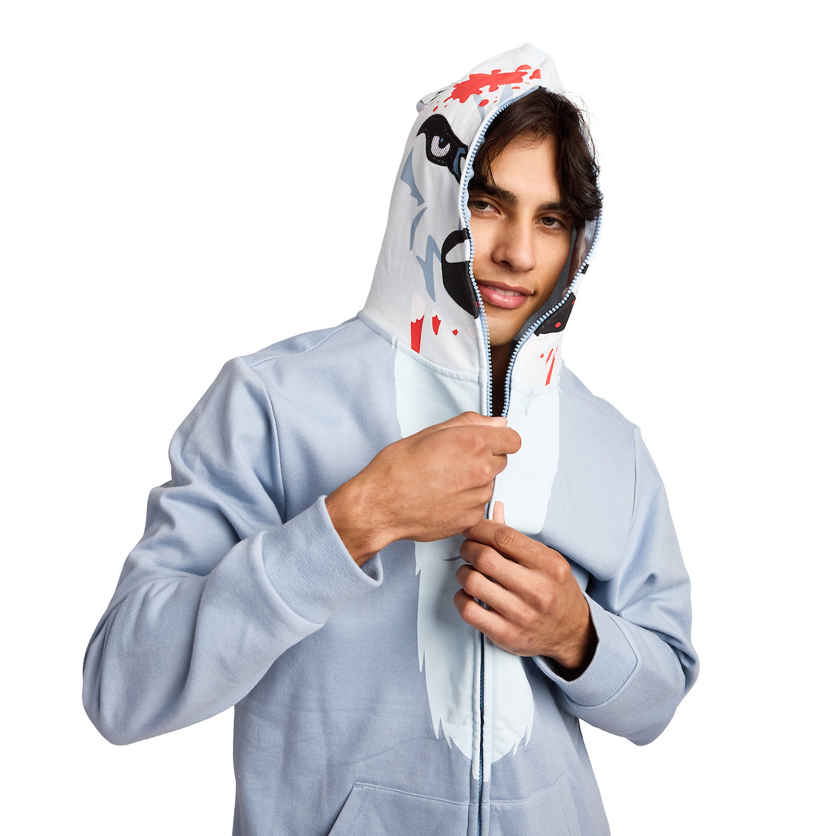 Blood-Splattered Wolf Men's Long Sleeve Cosplay Zip Hoodie