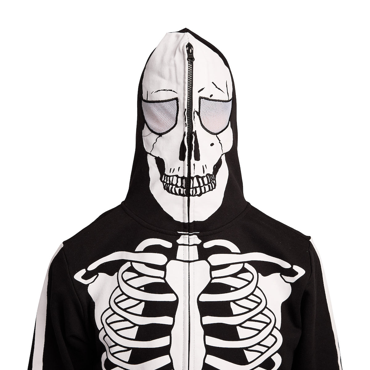 Skeleton Men's Black Long Sleeve Cosplay Zip Hoodie