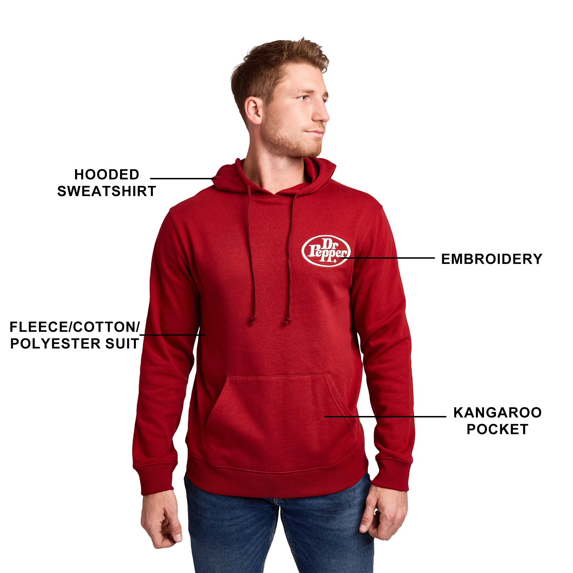 Dr Pepper I'm A Pepper Men's Red Long Sleeve Hooded Sweatshirt
