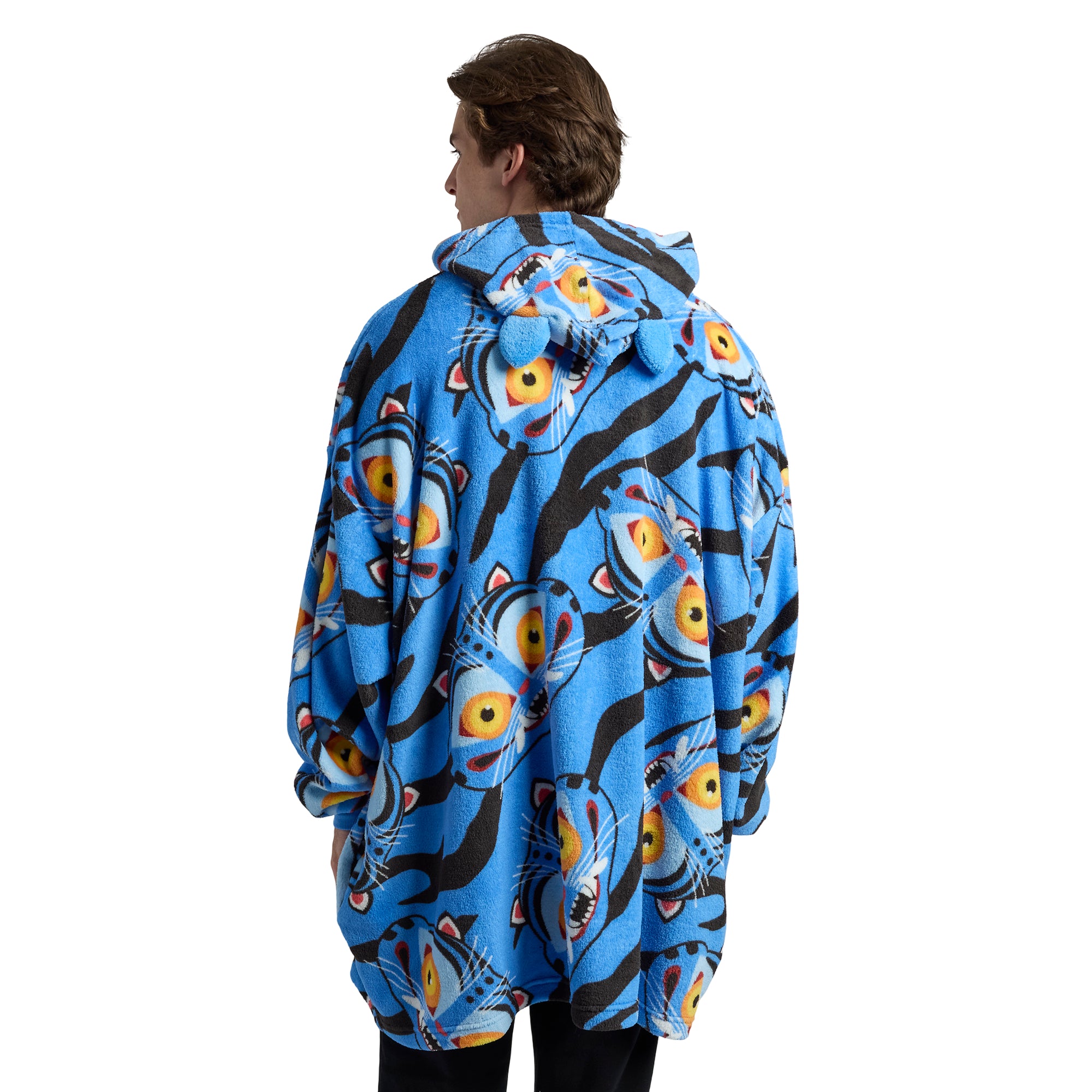 KPop Demon Hunters Derpy Head AOP Men's Blue Oversized Sleep Blanket Hoodie