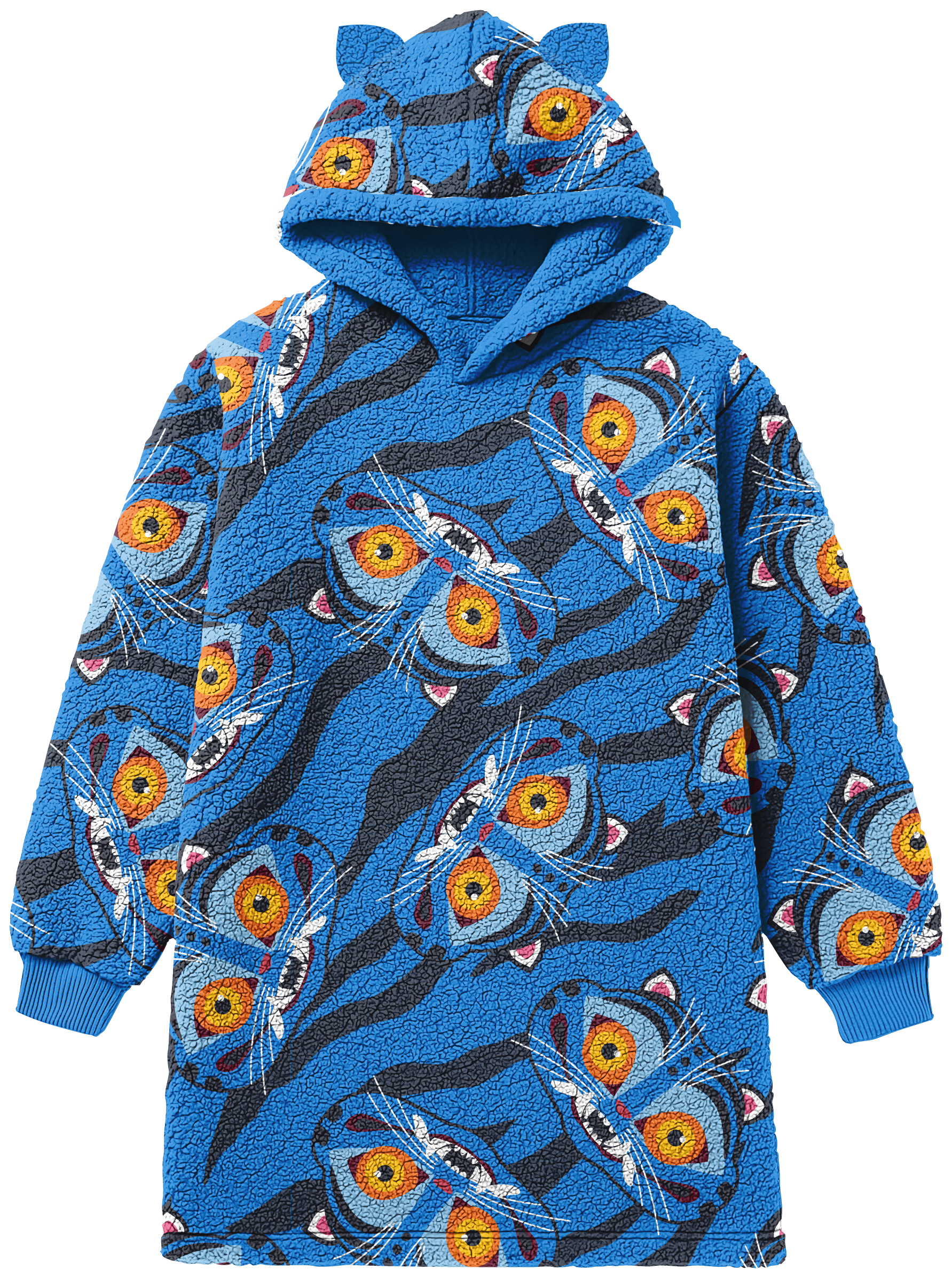 KPop Demon Hunters Derpy Head AOP Men's Blue Oversized Sleep Blanket Hoodie