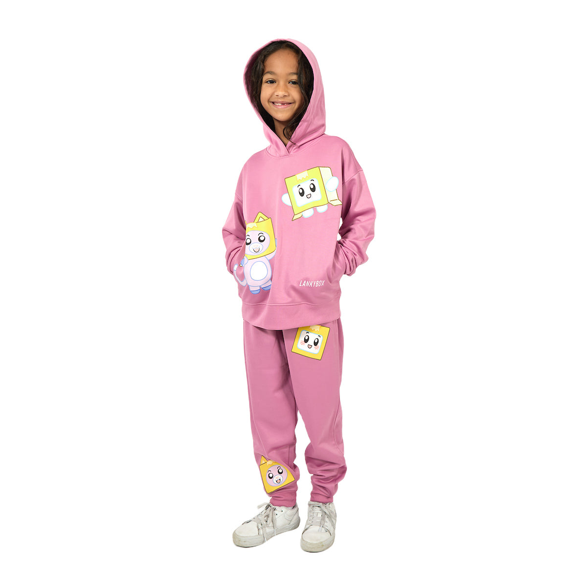 Lanky Box Boxy & Foxy Girl's 2-Pack Pink Hoodie & Joggers Set