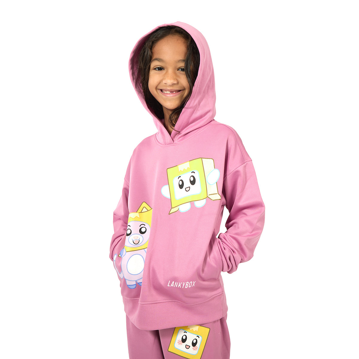Lanky Box Boxy & Foxy Girl's 2-Pack Pink Hoodie & Joggers Set