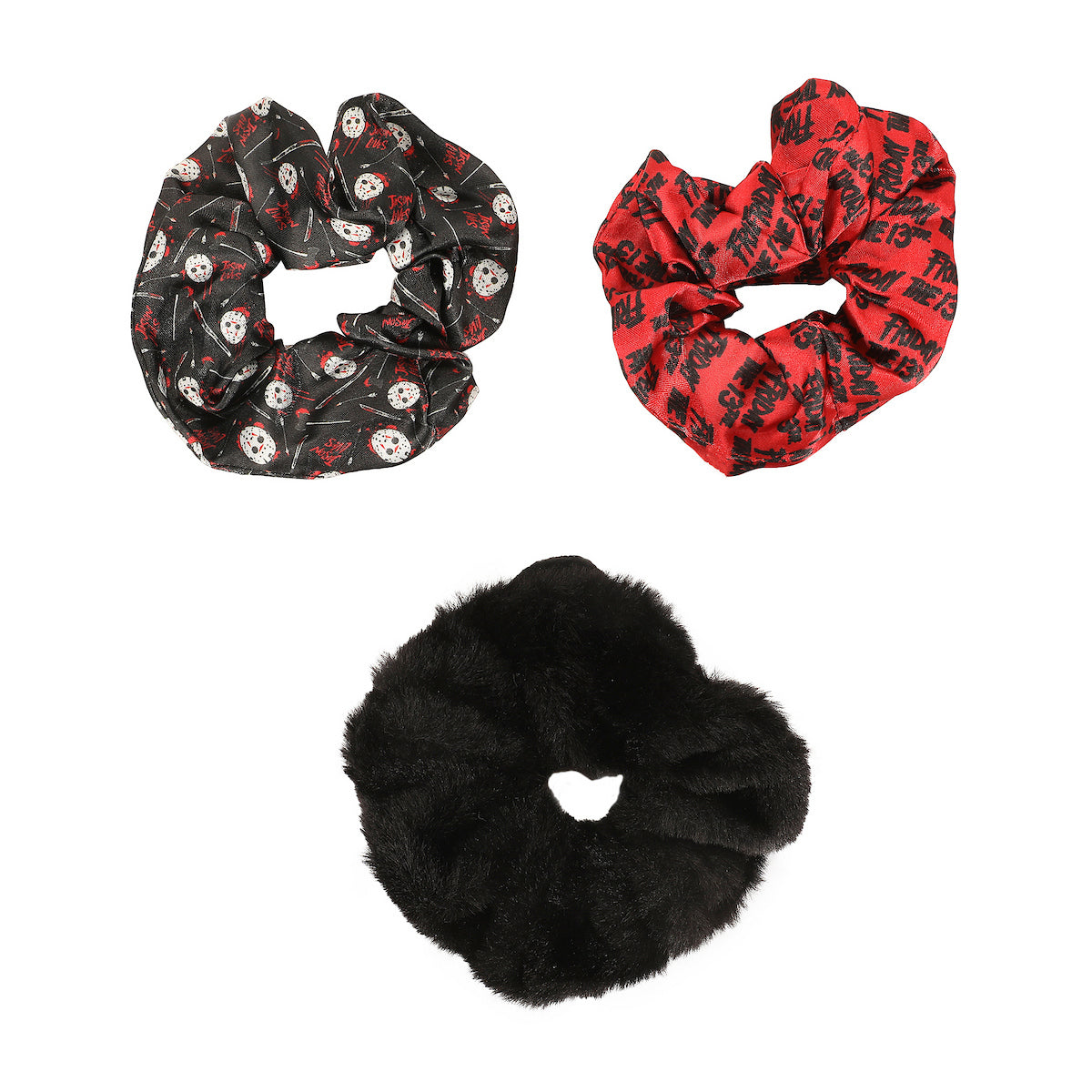 Friday the 13th AOP Stuffed Head 3 Pack Scrunchie Set