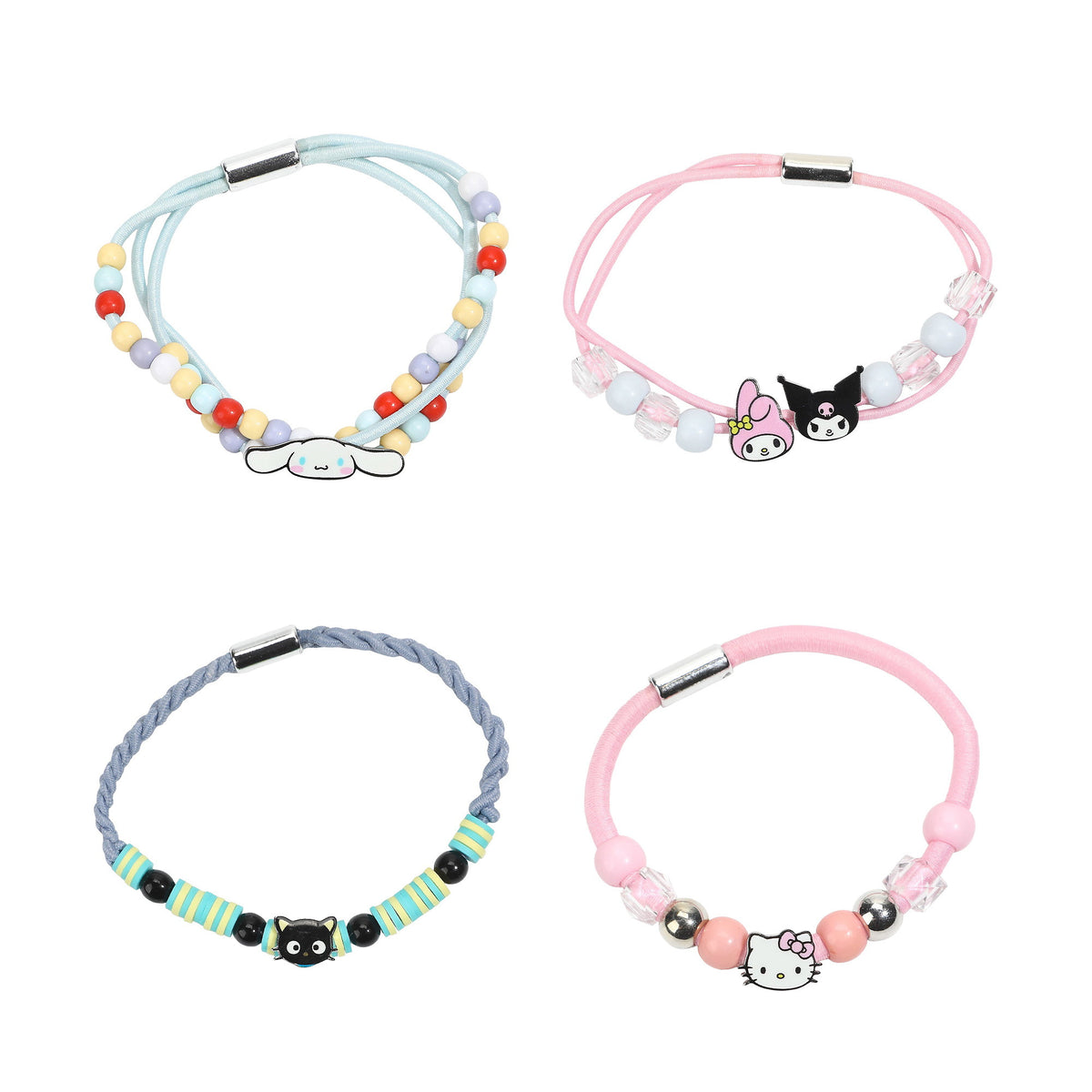 Hello Kitty & Friends Hair Tie Bracelet Set with Chococat Kuromi