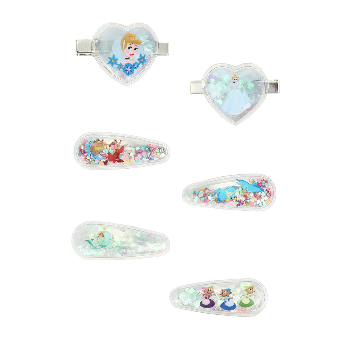 Disney Princess Cinderella Confetti Heart Snap Hair Clips Set
