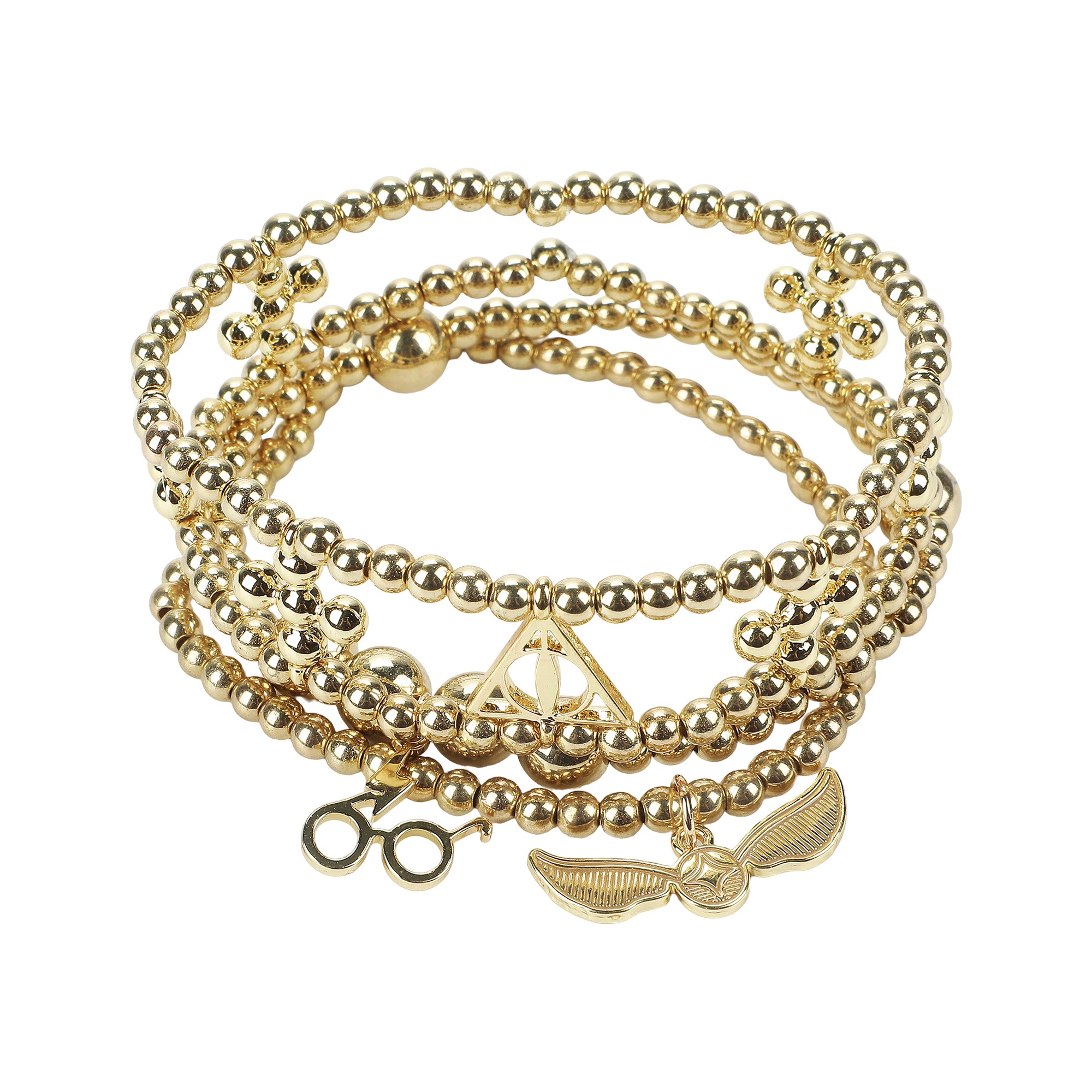 Harry Potter Deathly Hallows and Snitch 3 Pack Adult Bracelet Set