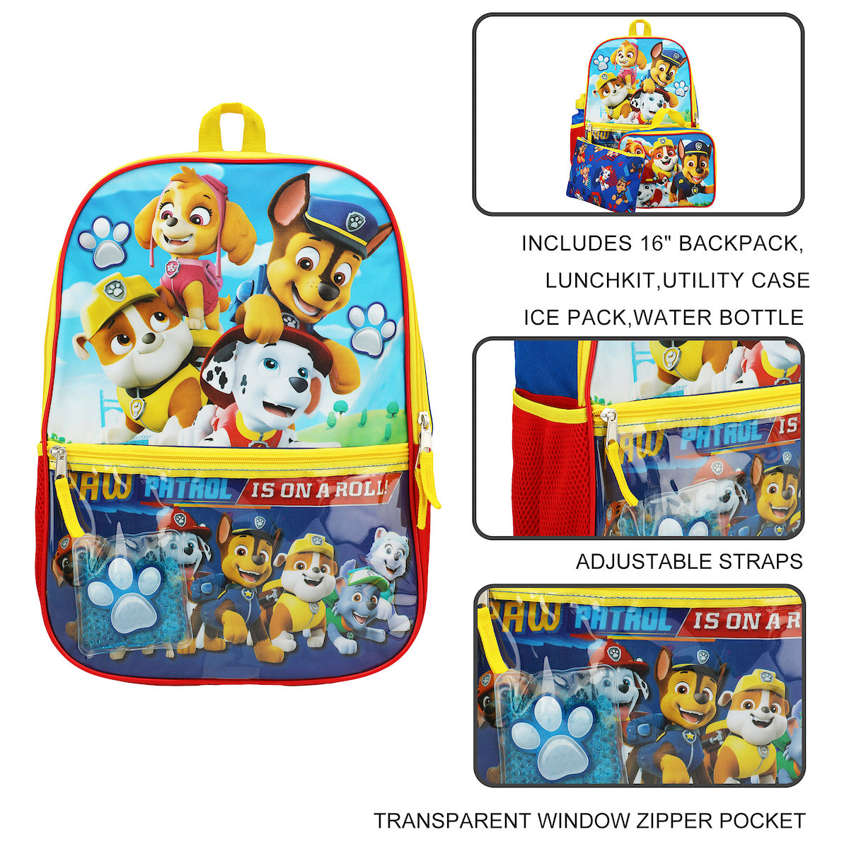 Paw Patrol Is On A Roll 16" 5-Pc Youth Backpack Set
