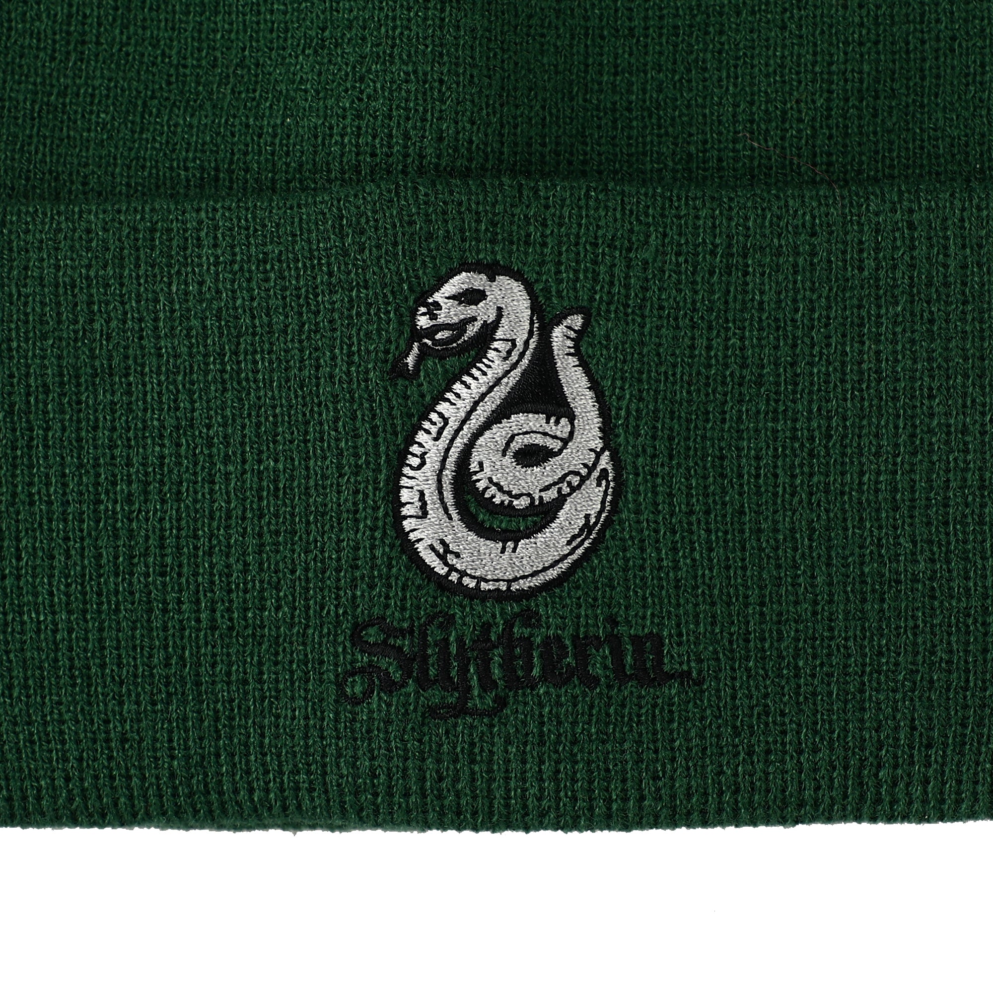 Harry Potter Slytherin Serpent Green Cuffed Knitted Beanie Hat