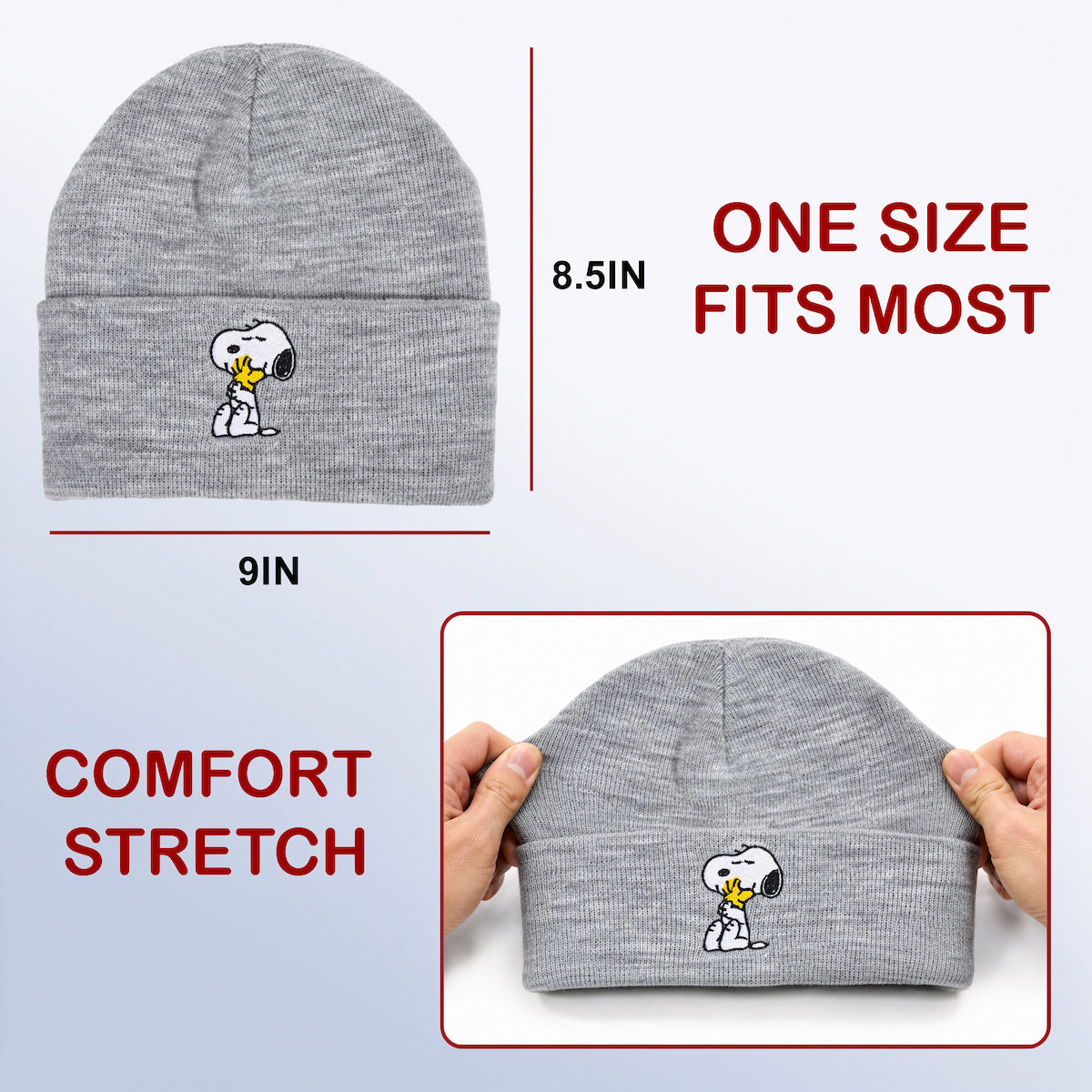 Peanuts Snoopy Woodstock Embroidered Knit Cap for Adults