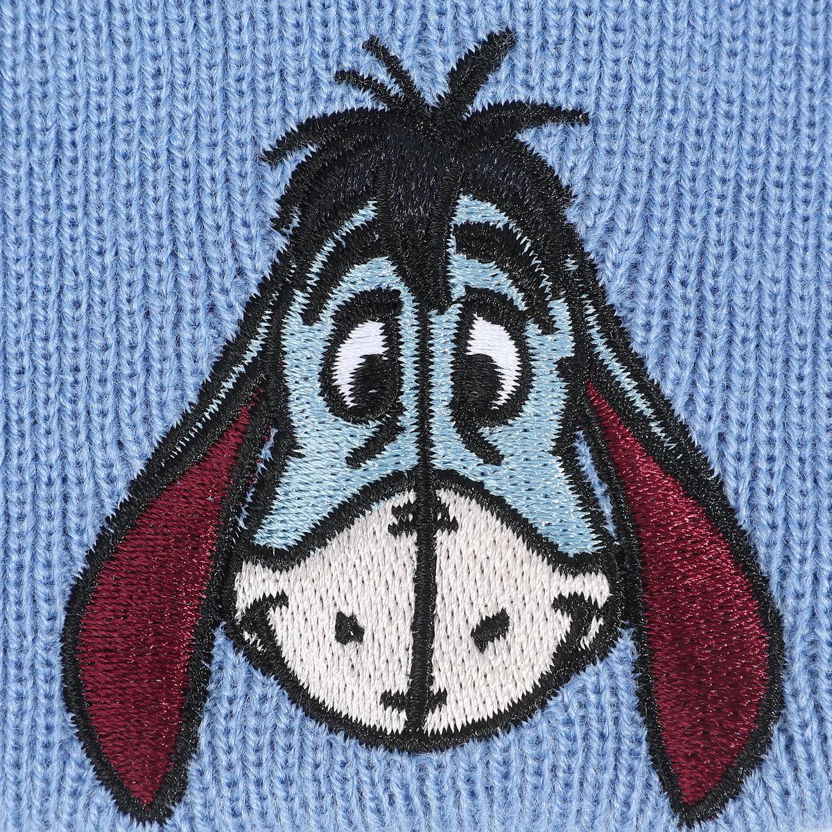 Winnie The Pooh Eeyore Embroidery Blue Knit Beanie Cap