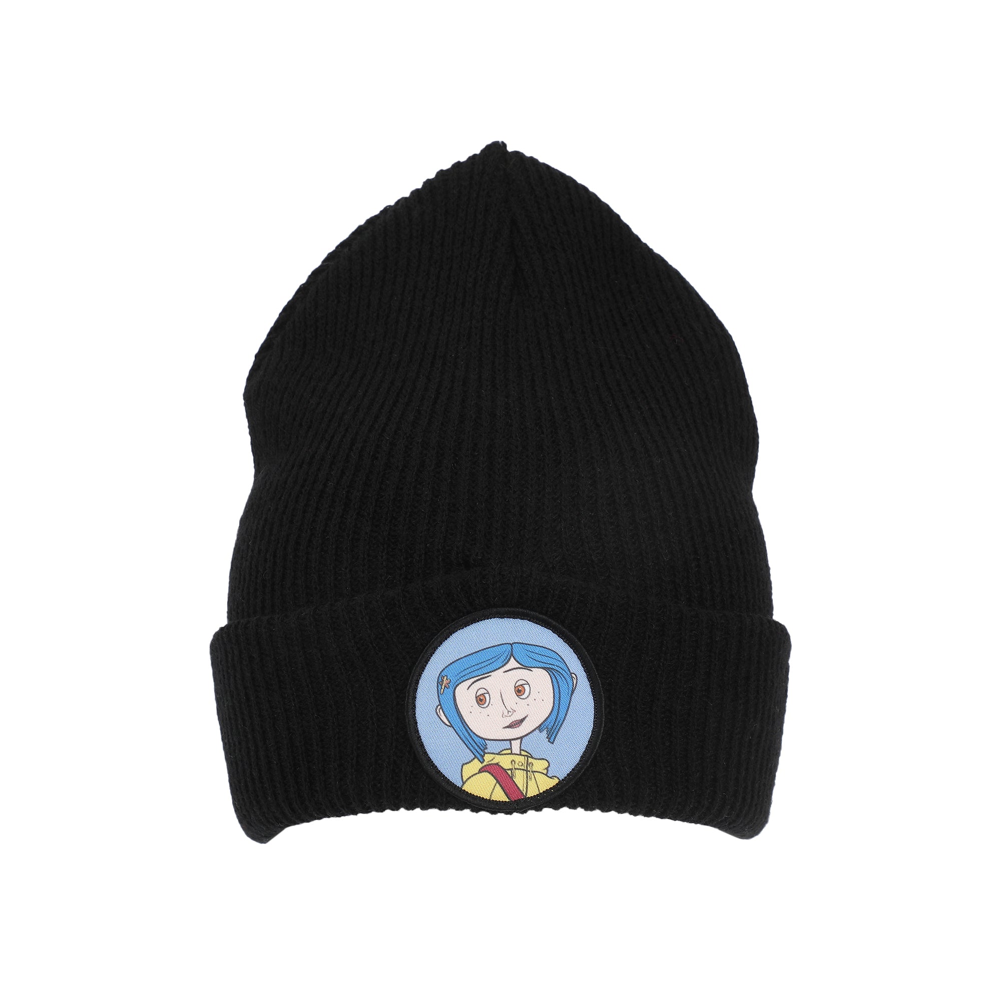 Coraline Woven Patch Tall Cuff Beanie