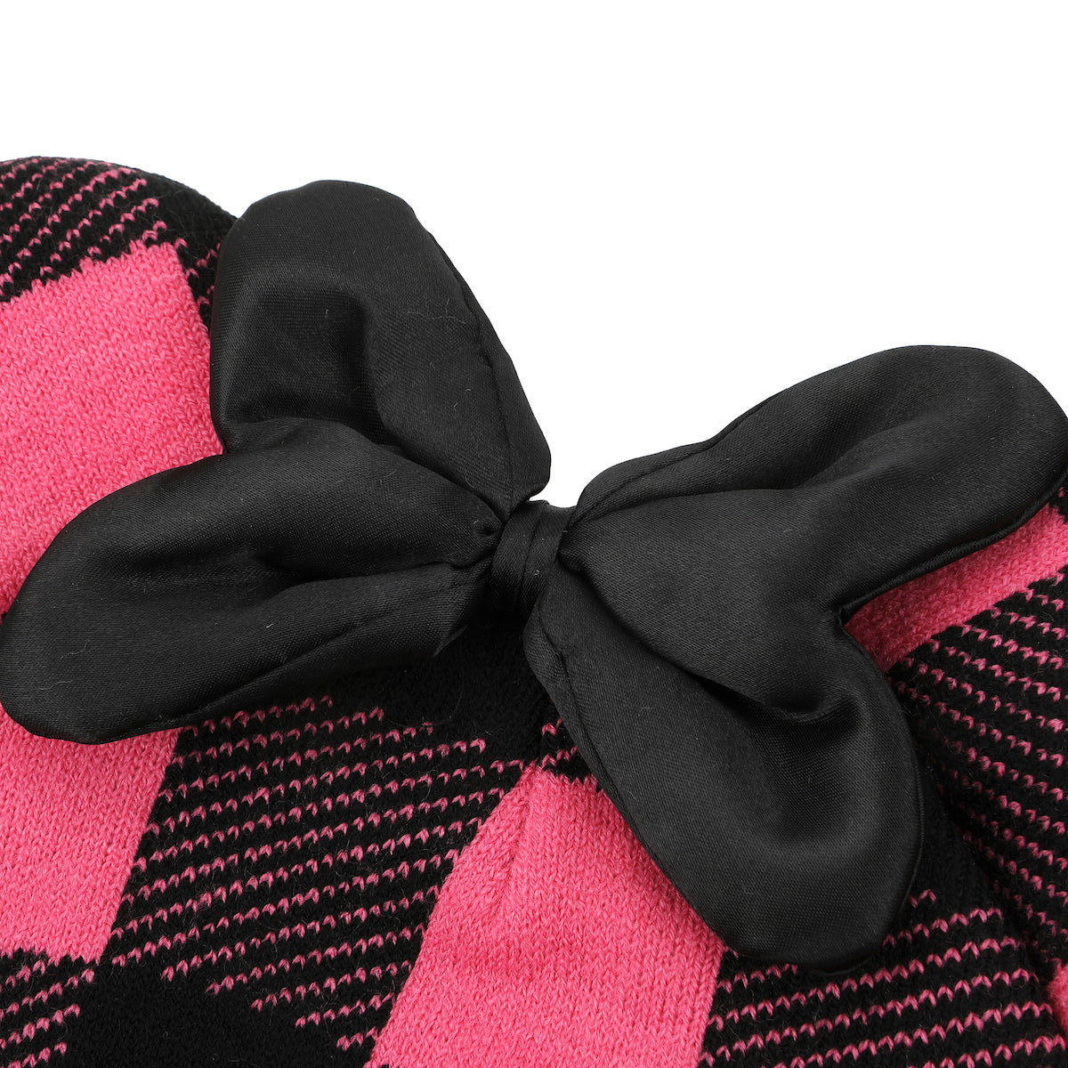 Disney Minnie Mouse Ears Pink Plaid Cuff Beanie