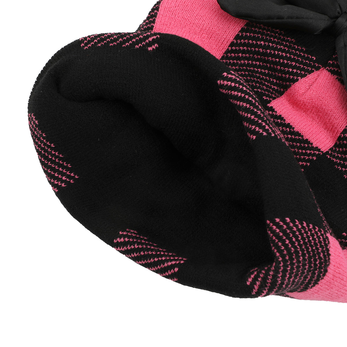 Disney Minnie Mouse Ears Pink Plaid Cuff Beanie