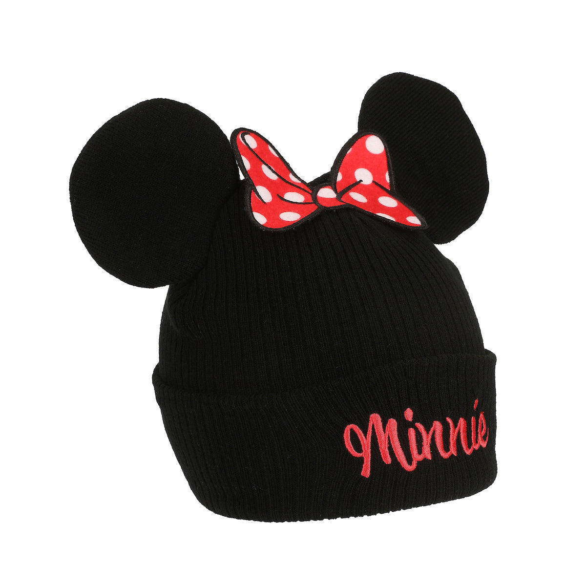 Minnie Mouse Bow With Ear Poms Cuff Beanie