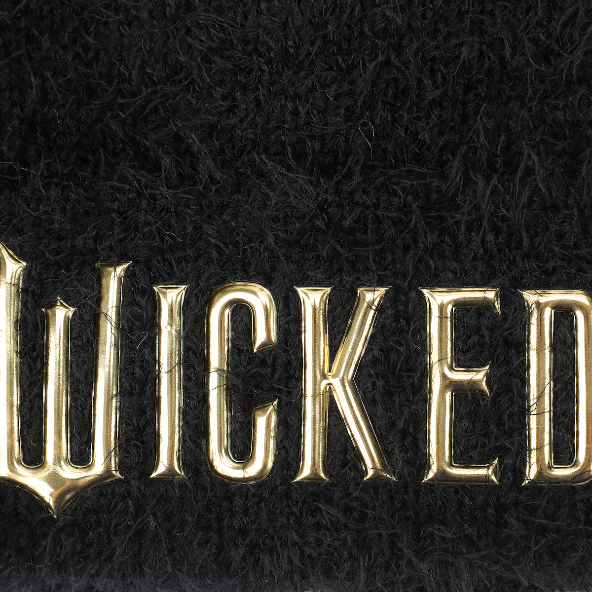 Wicked Logo Black Fuzzy Yarn Cuff Beanie