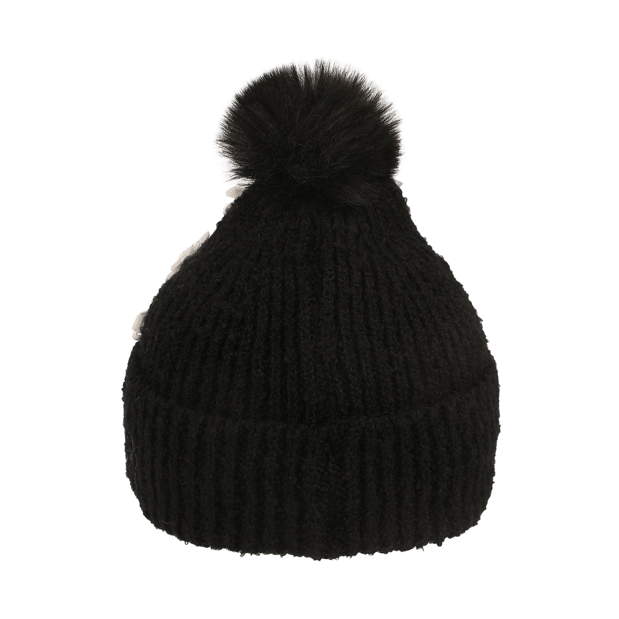 Disney Minnie Mouse Character Ears & Bow Appliques Black Cuff Beanie