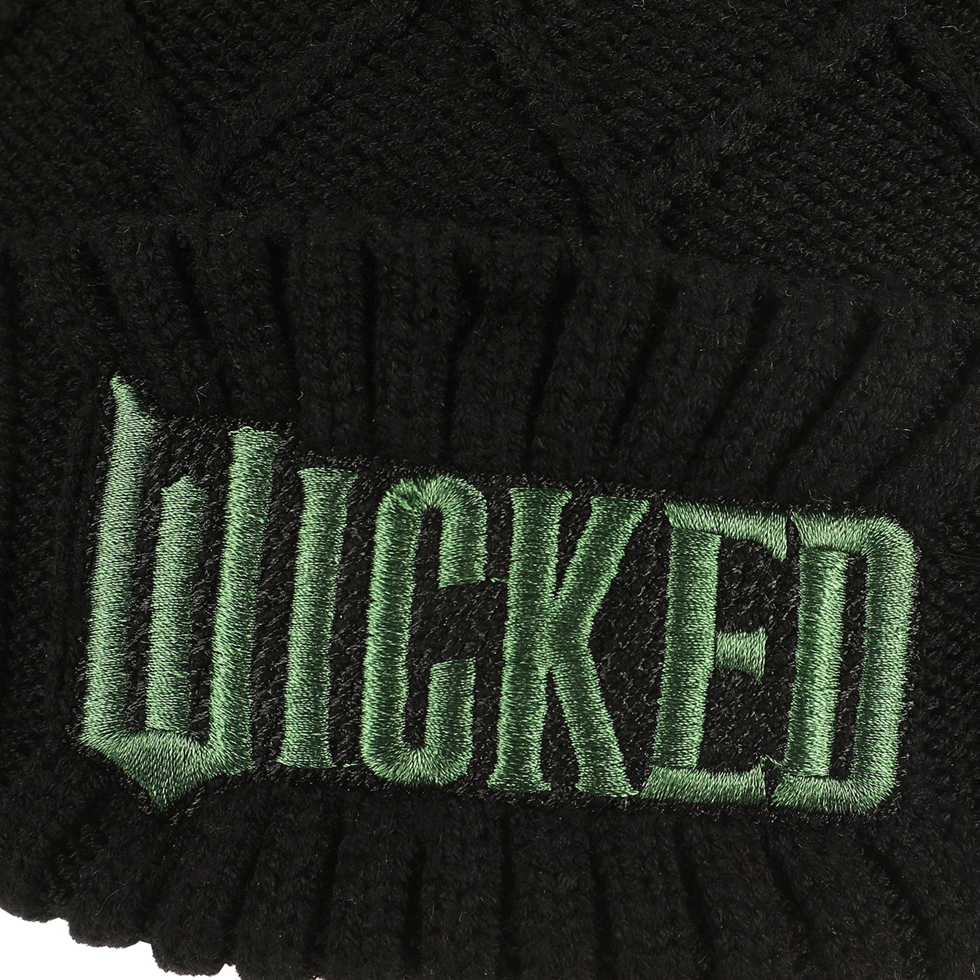 Wicked Logo & Pearl Appliques Black Cuff Beanie