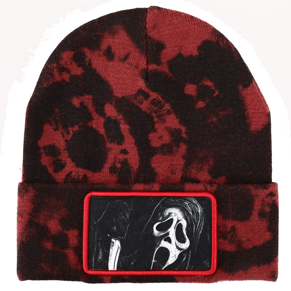 GhostFace Horror Movie Character Embroidered Patch Beanie Hat for Men