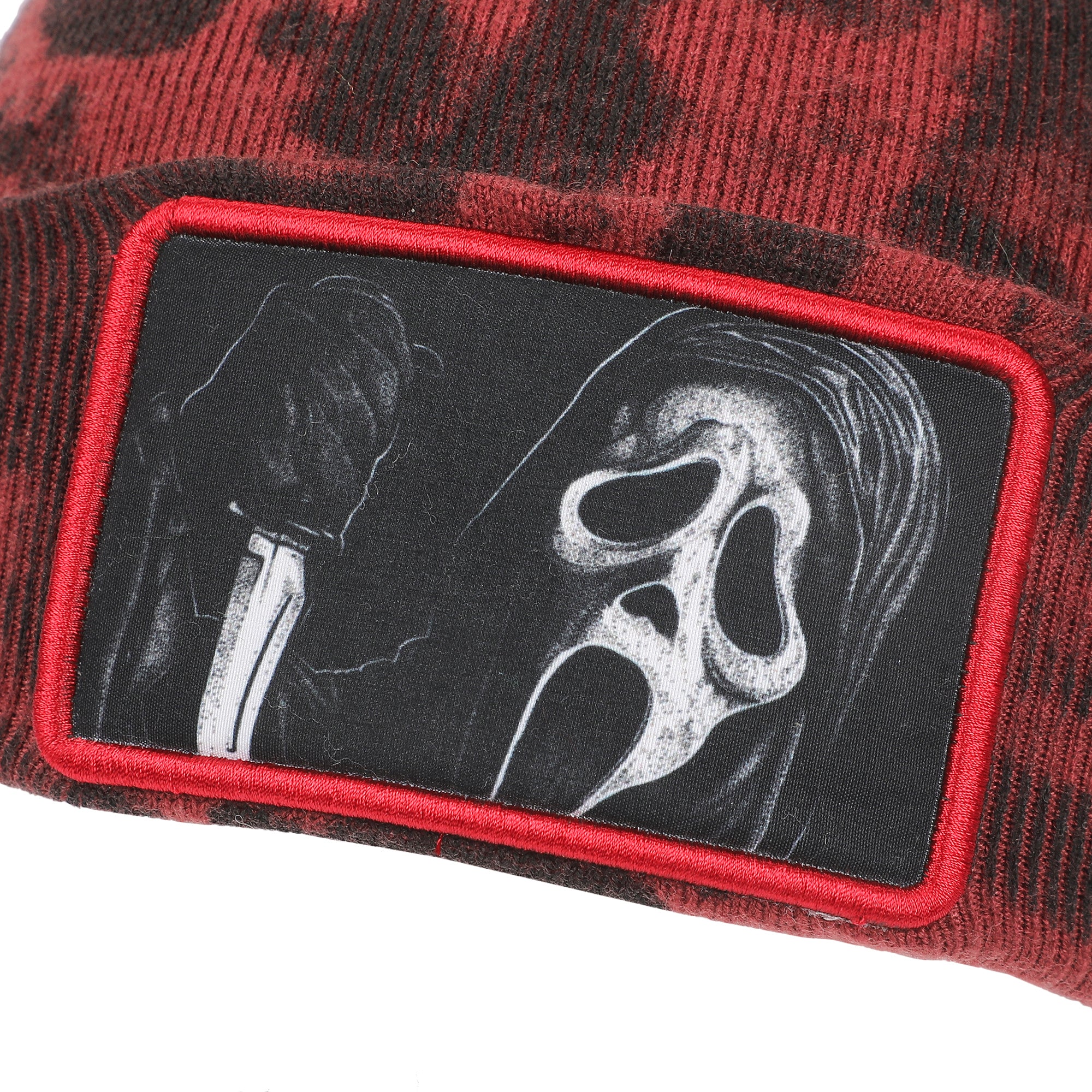 GhostFace Horror Movie Character Embroidered Patch Beanie Hat for Men