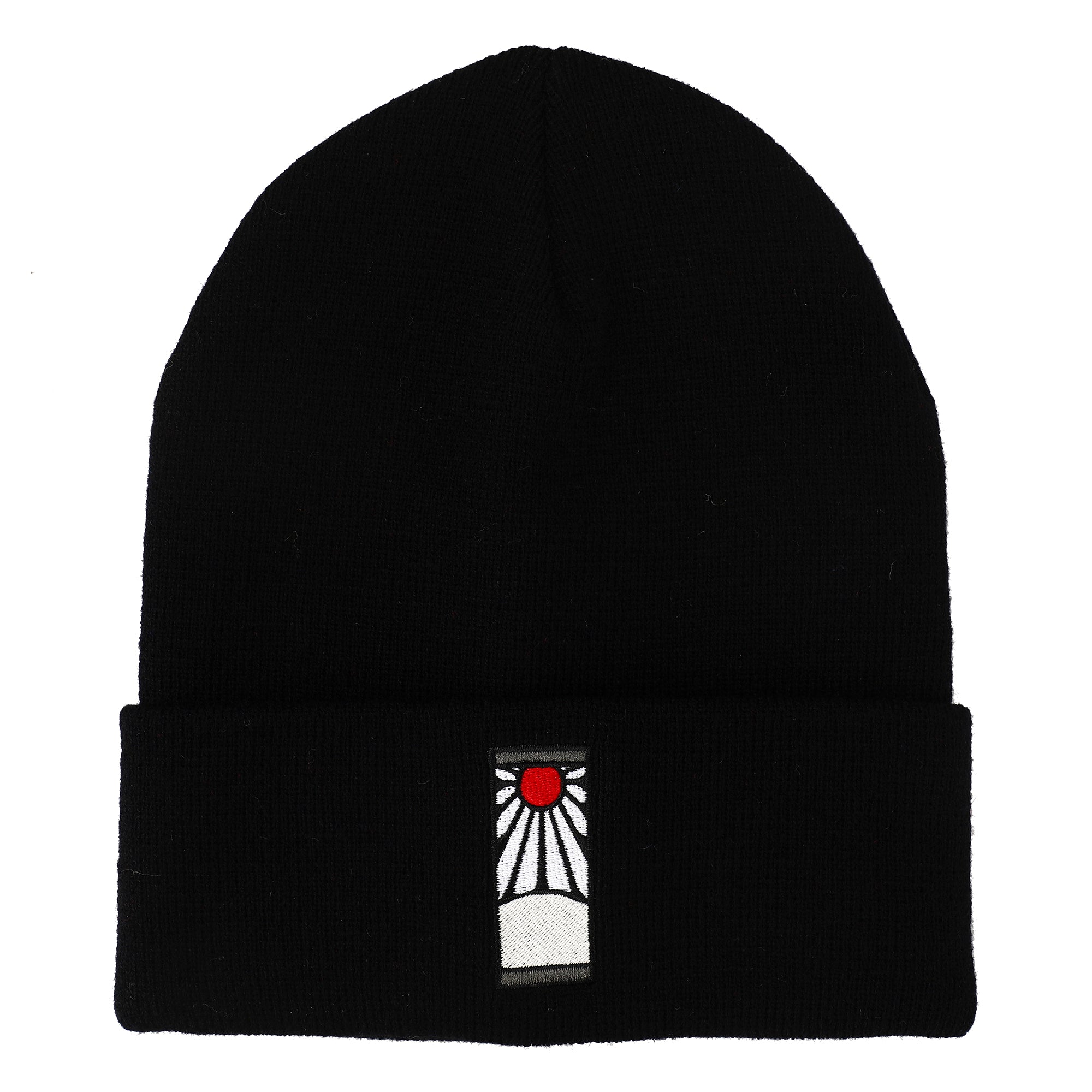 Demon Slayer Tanjiro Earring Embroidered Plain Black Cuffed Knitted Winter beanie Hat