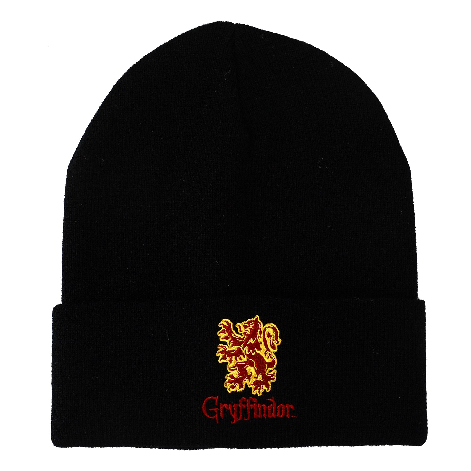 Harry Potter Embroidered Logo Gryffindor Lion Black Cuffed Beanie hat