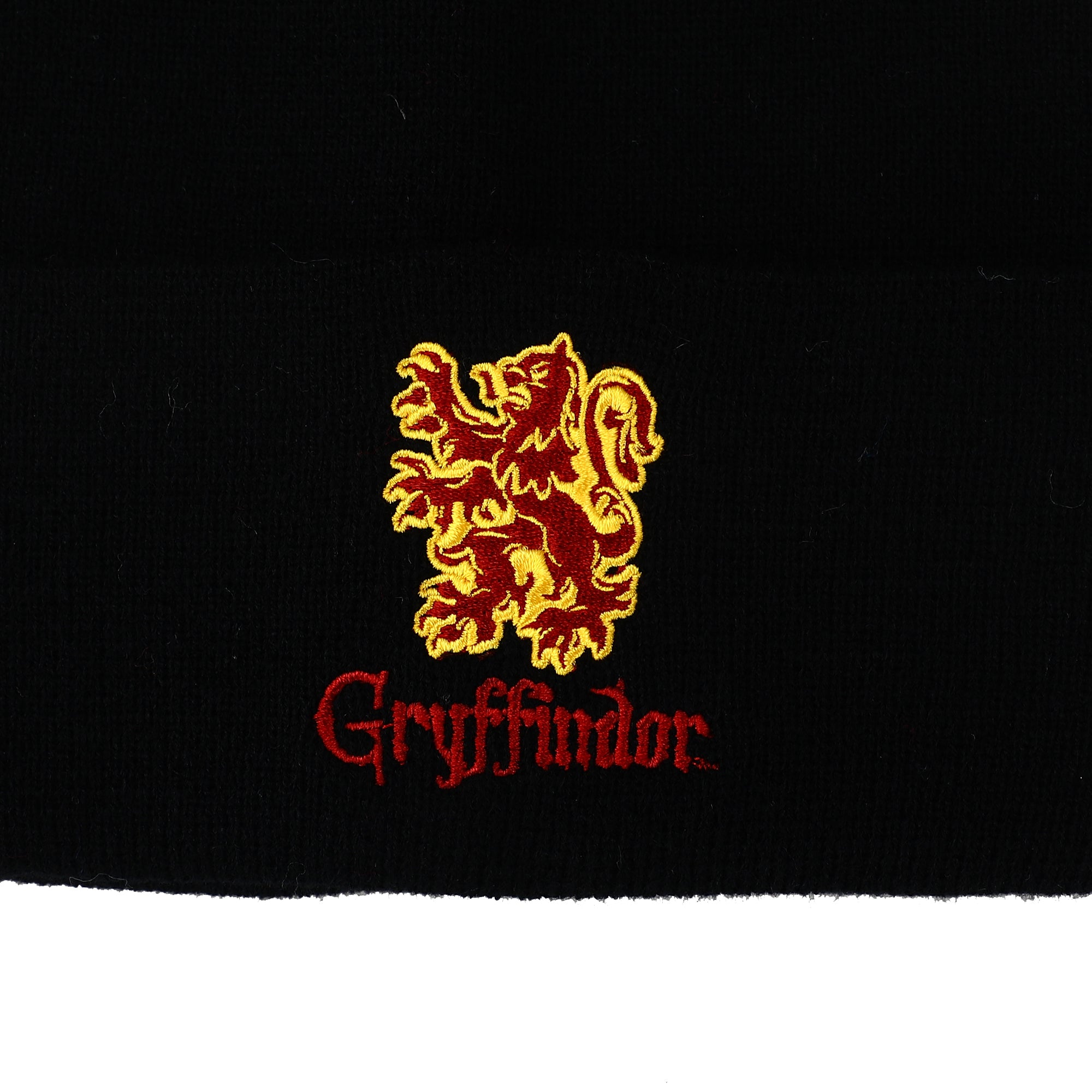 Harry Potter Embroidered Logo Gryffindor Lion Black Cuffed Beanie hat