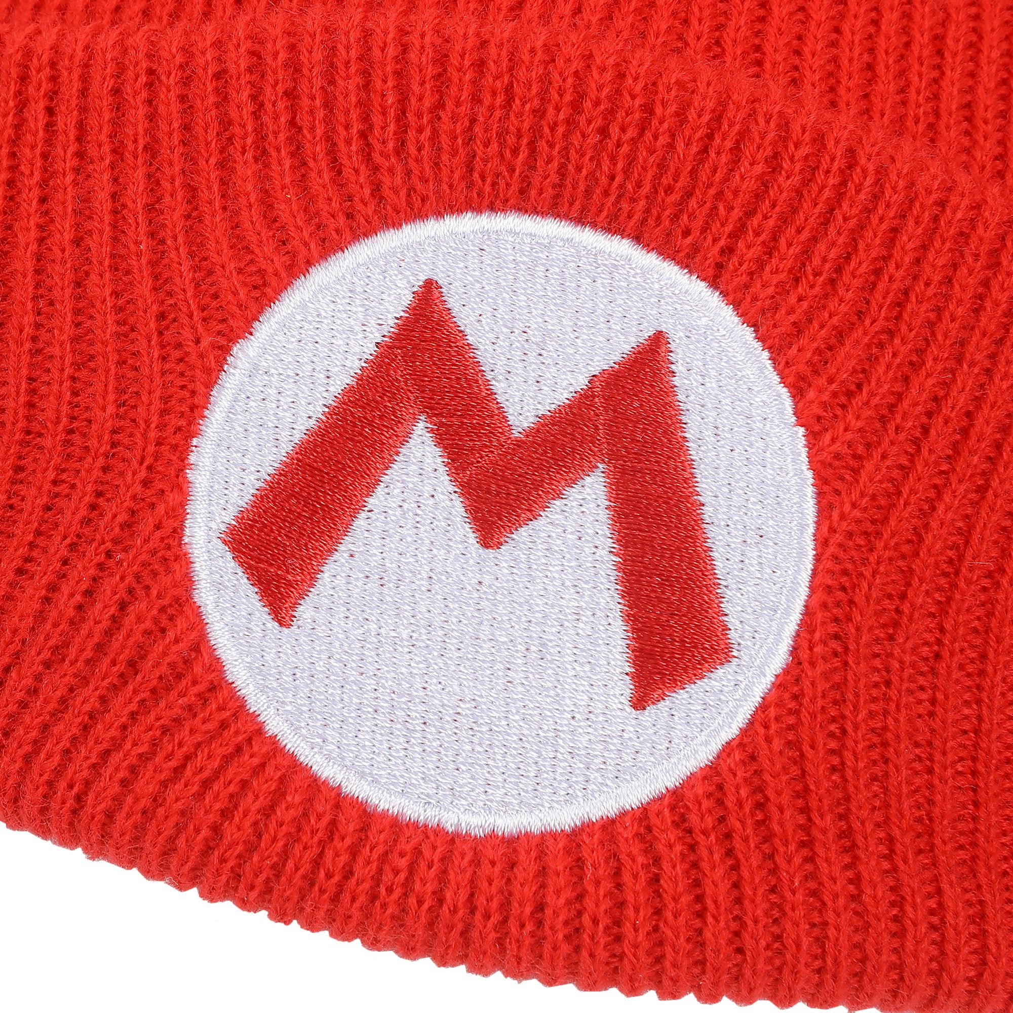 Super Mario Embroidered M Logo On Red Cuff Beanie
