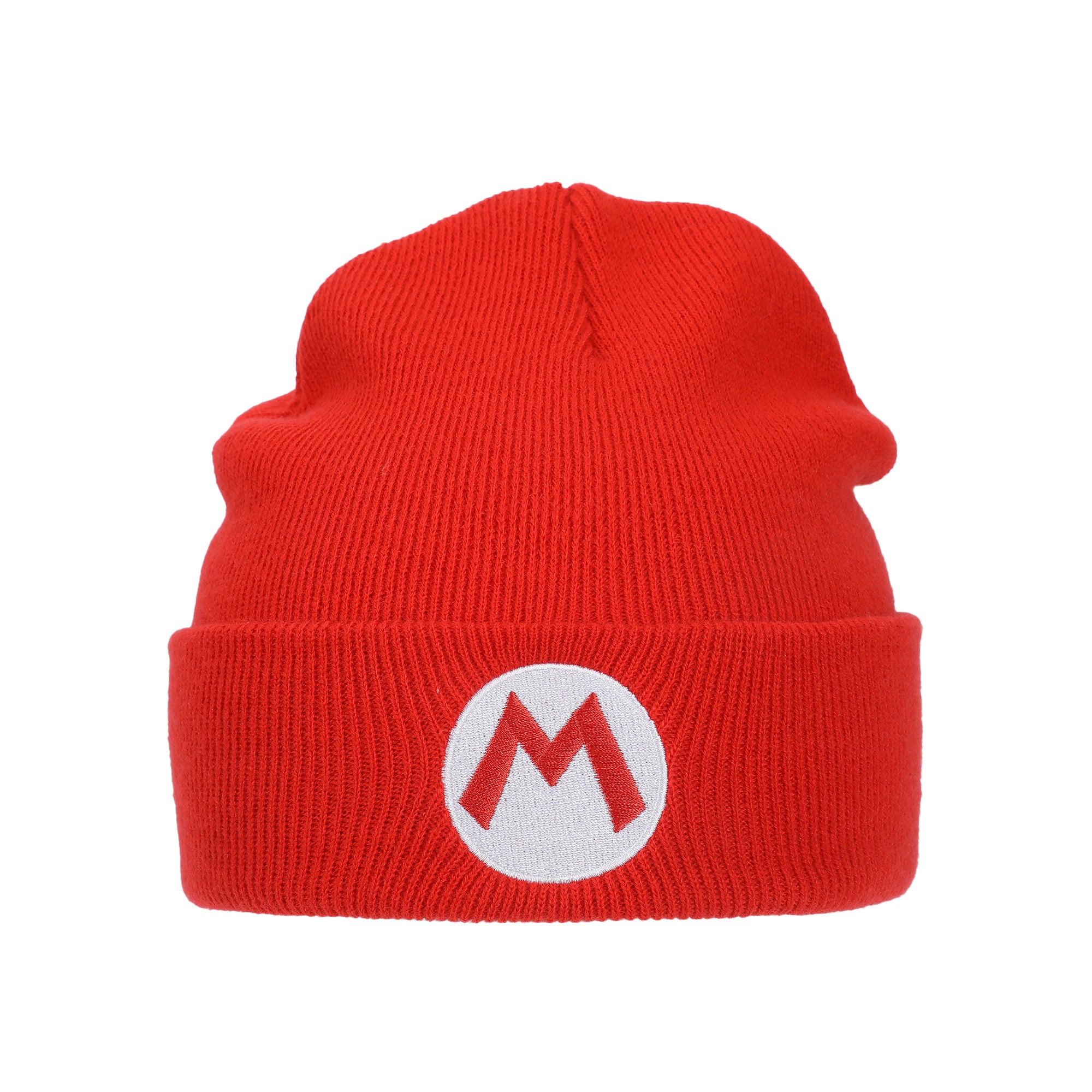 Super Mario Embroidered M Logo On Red Cuff Beanie