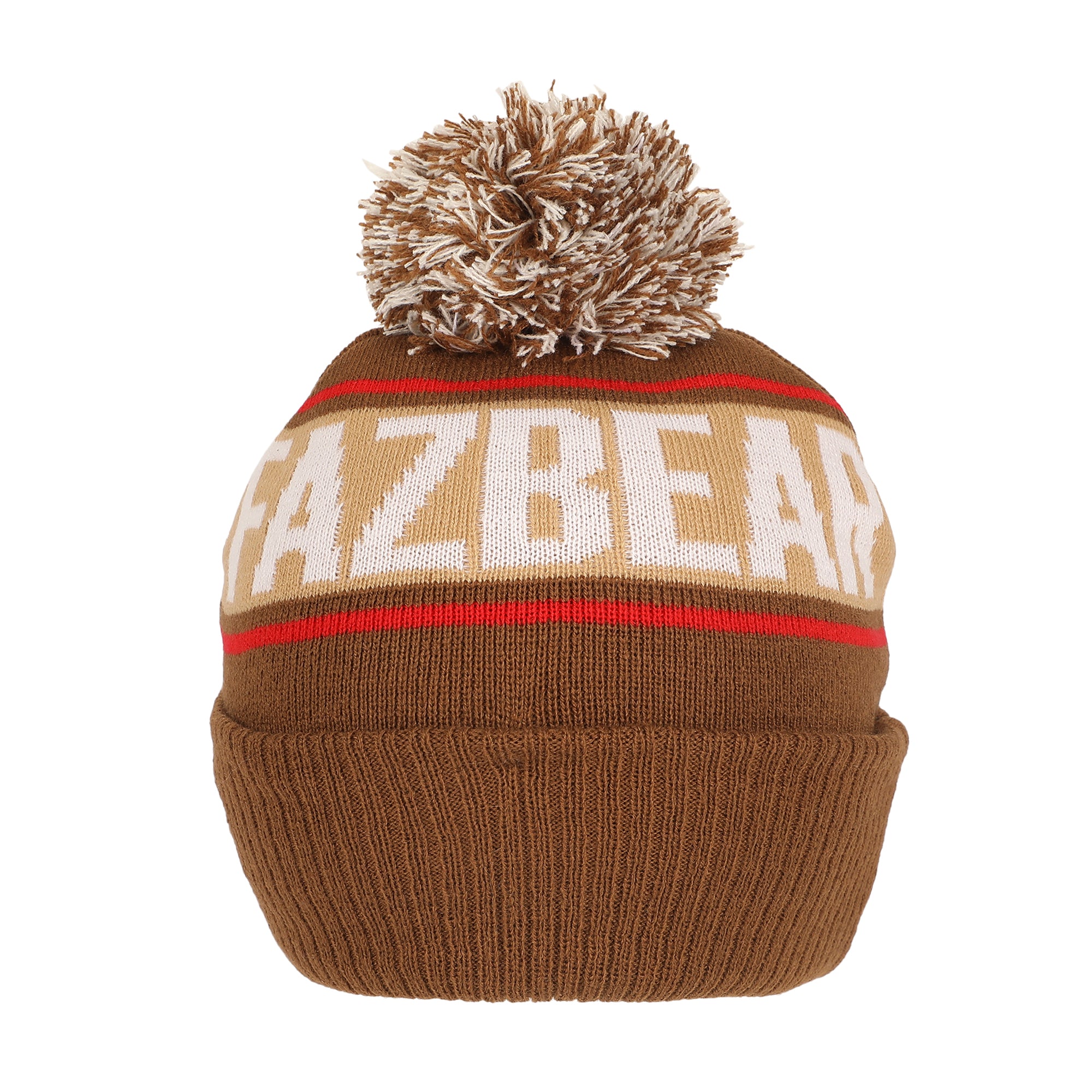 Five Nights At Freddy's Freddy Fazbear Fuzzy Jaquard And Freddy Embroidery Knit Cuff Beanie With Pom Cuff Beanie