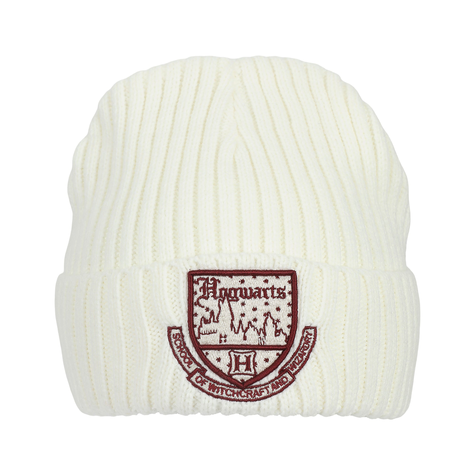 Harry Potter Hogwarts Embroidery And Woven Patch Acrylic Knit Cuff Beanie