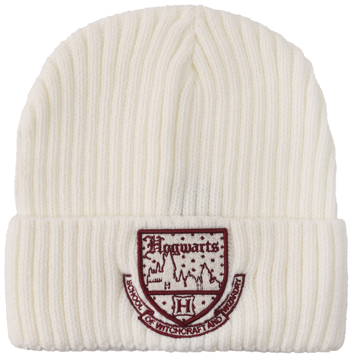 Harry Potter Hogwarts Embroidery And Woven Patch Acrylic Knit Cuff Beanie