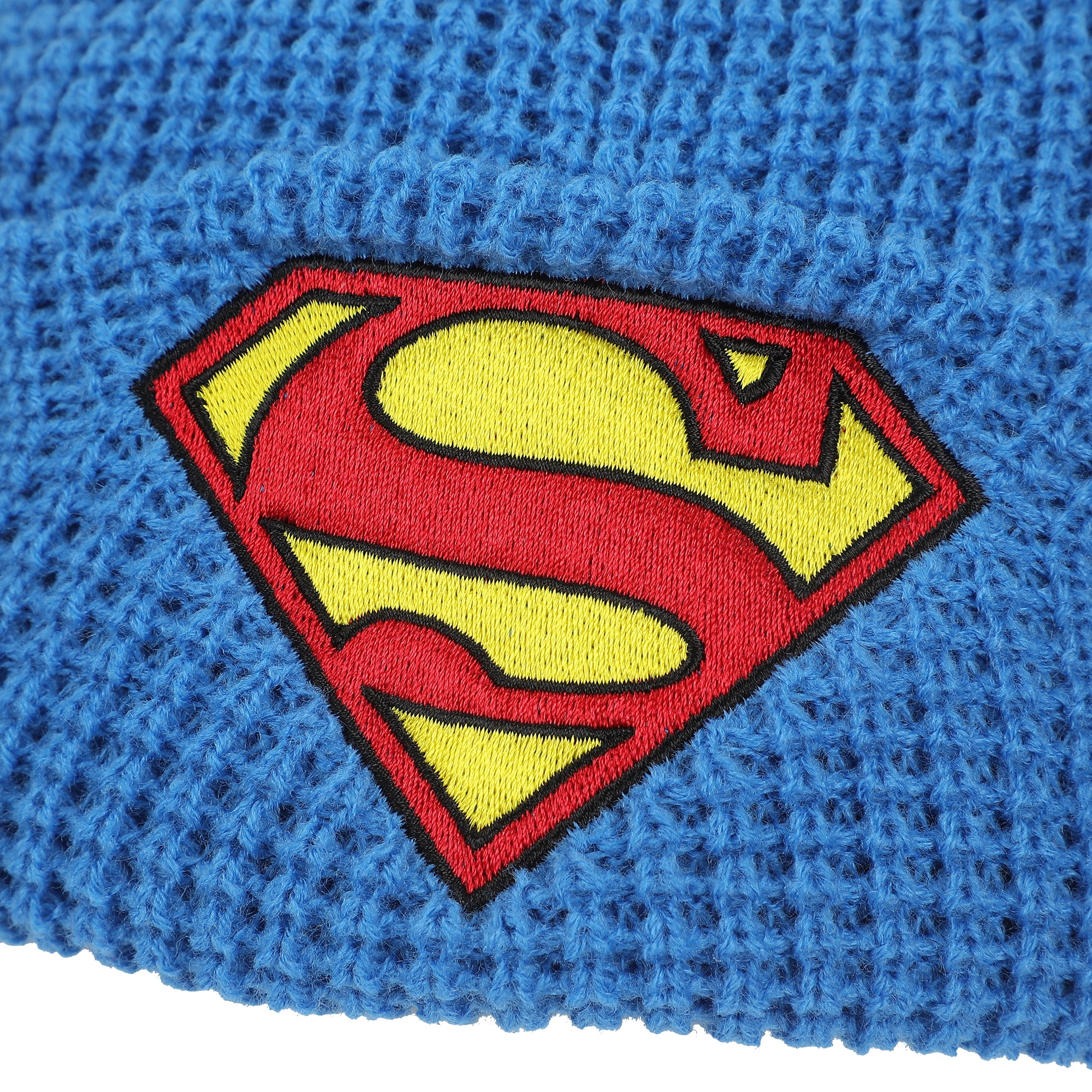 Superman  Superman Logo Embroidery Waffle Knit Cuff Beanie