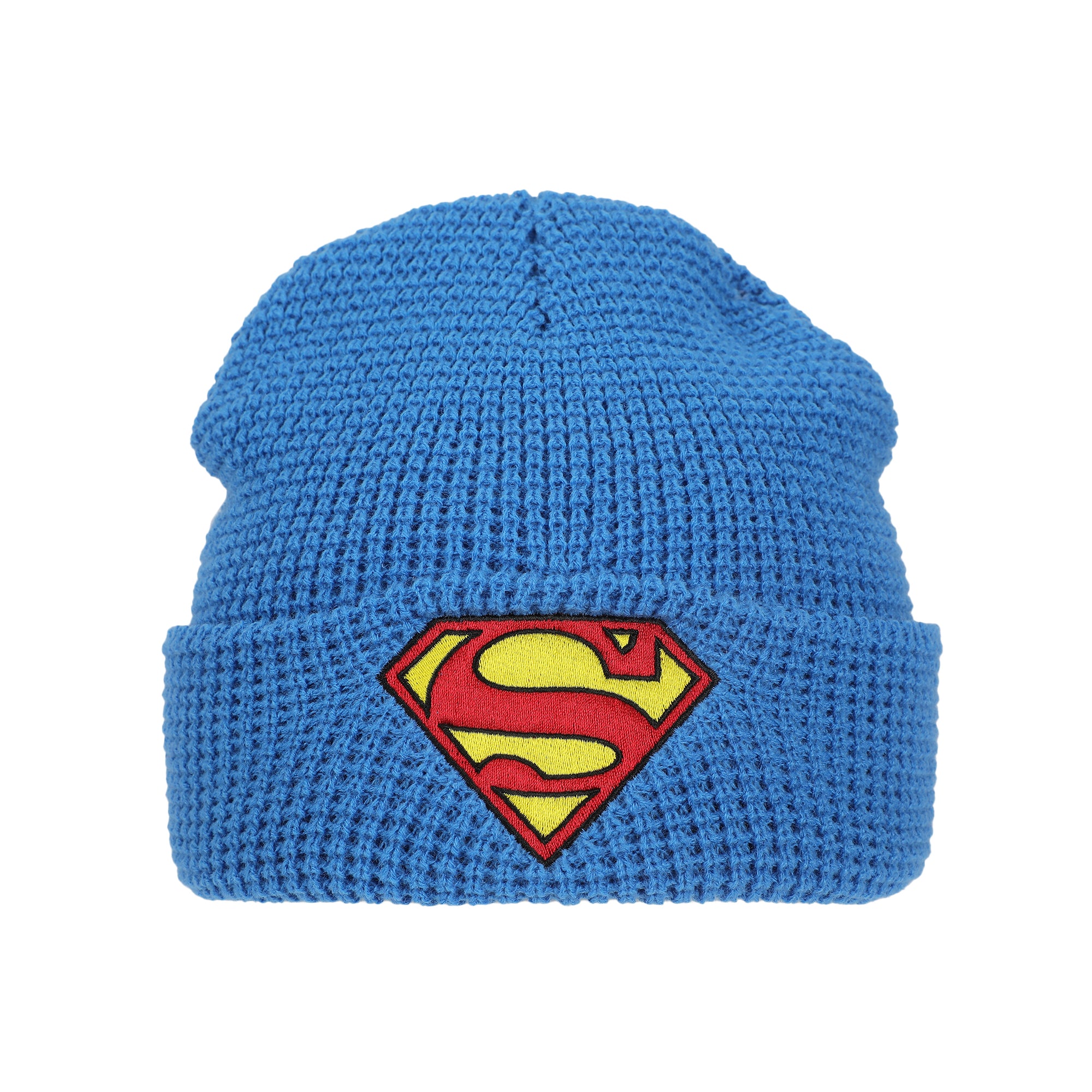 Superman  Superman Logo Embroidery Waffle Knit Cuff Beanie