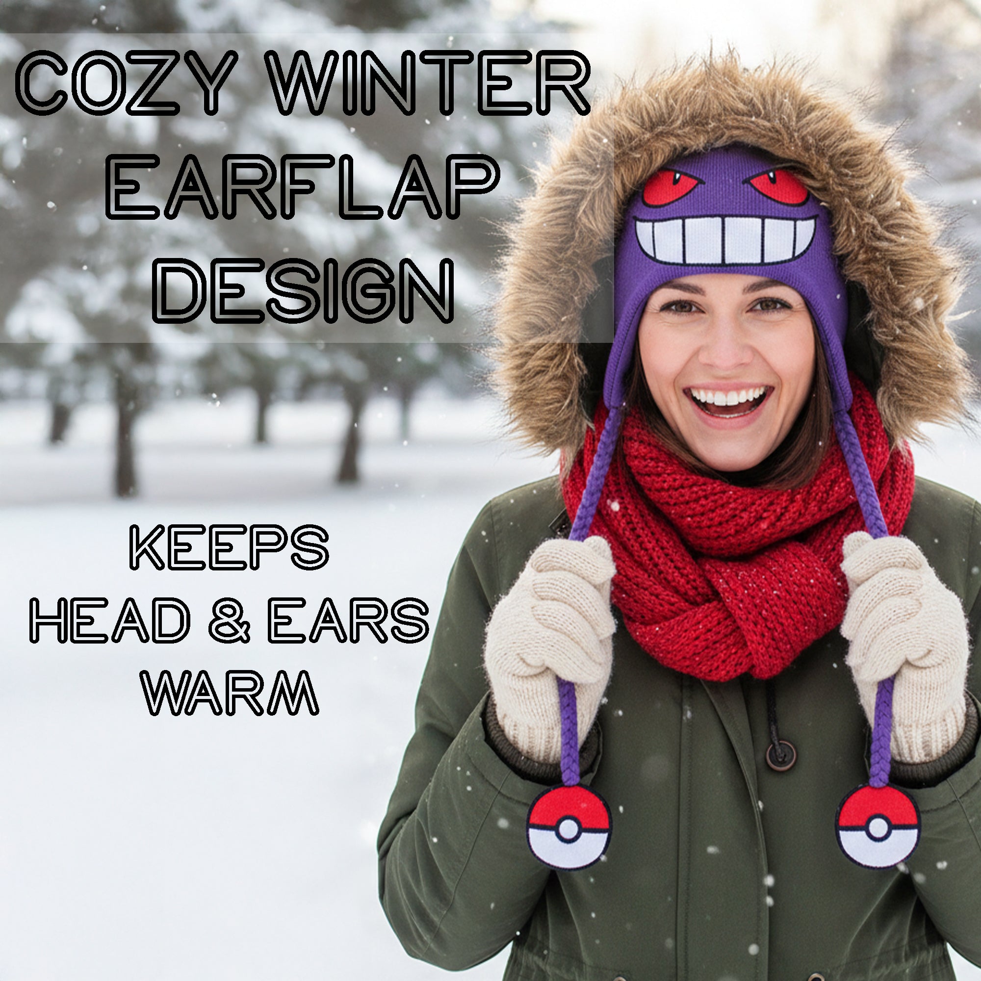 Pokémon Gengar Purple Laplander Knit Cap