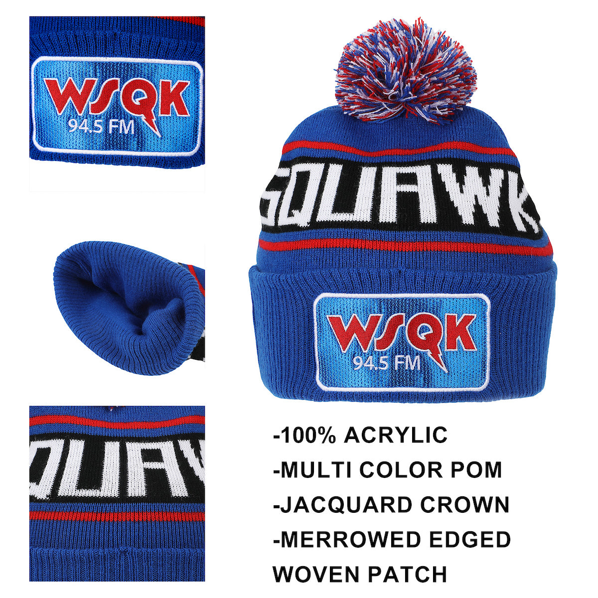 Stranger Things WSQK Squawk Blue Cuff Beanie