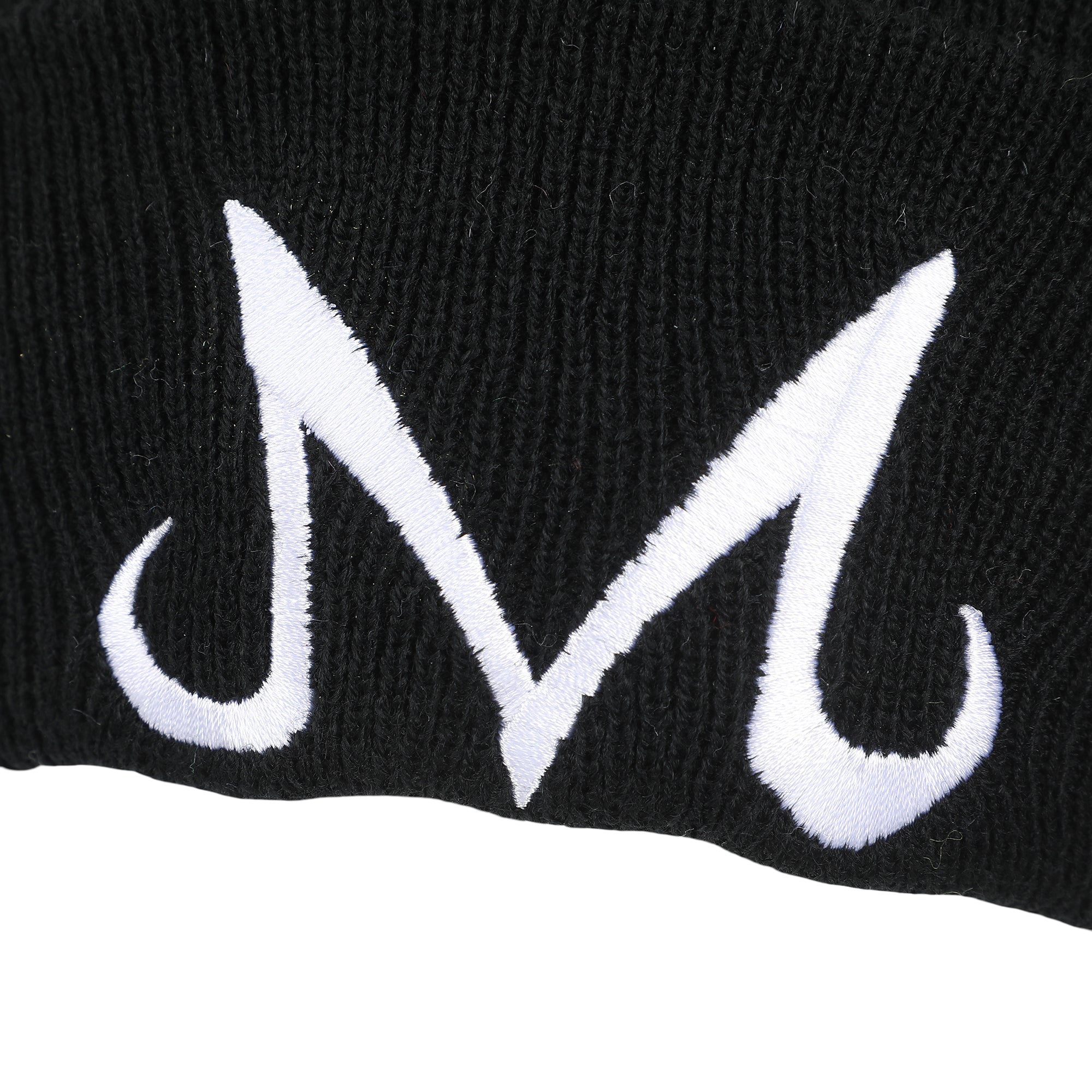 Dragon Ball Z Majin Symbol Embroidery On Black Ribbed Acrylic Knit Cuff Beanie
