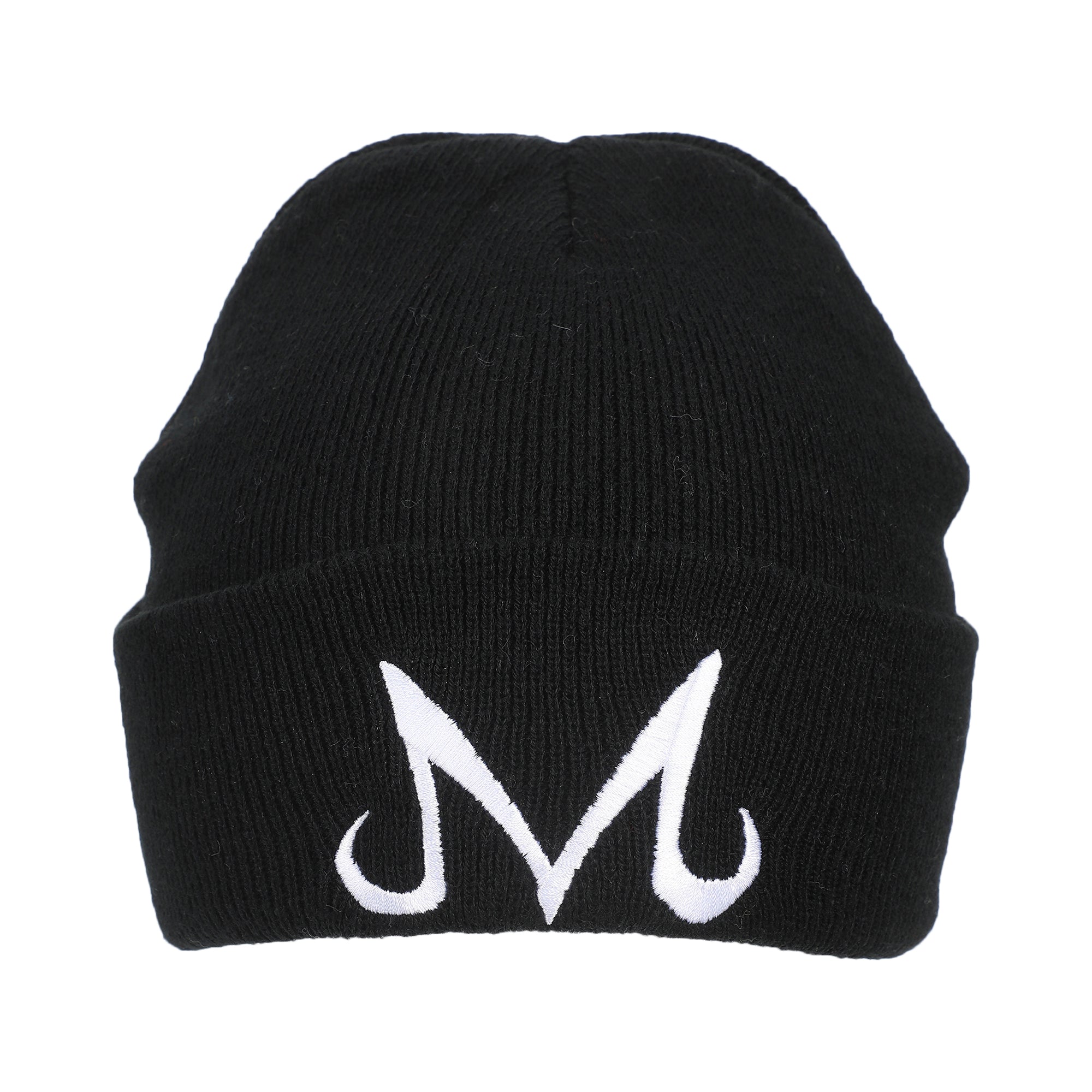 Dragon Ball Z Majin Symbol Embroidery On Black Ribbed Acrylic Knit Cuff Beanie