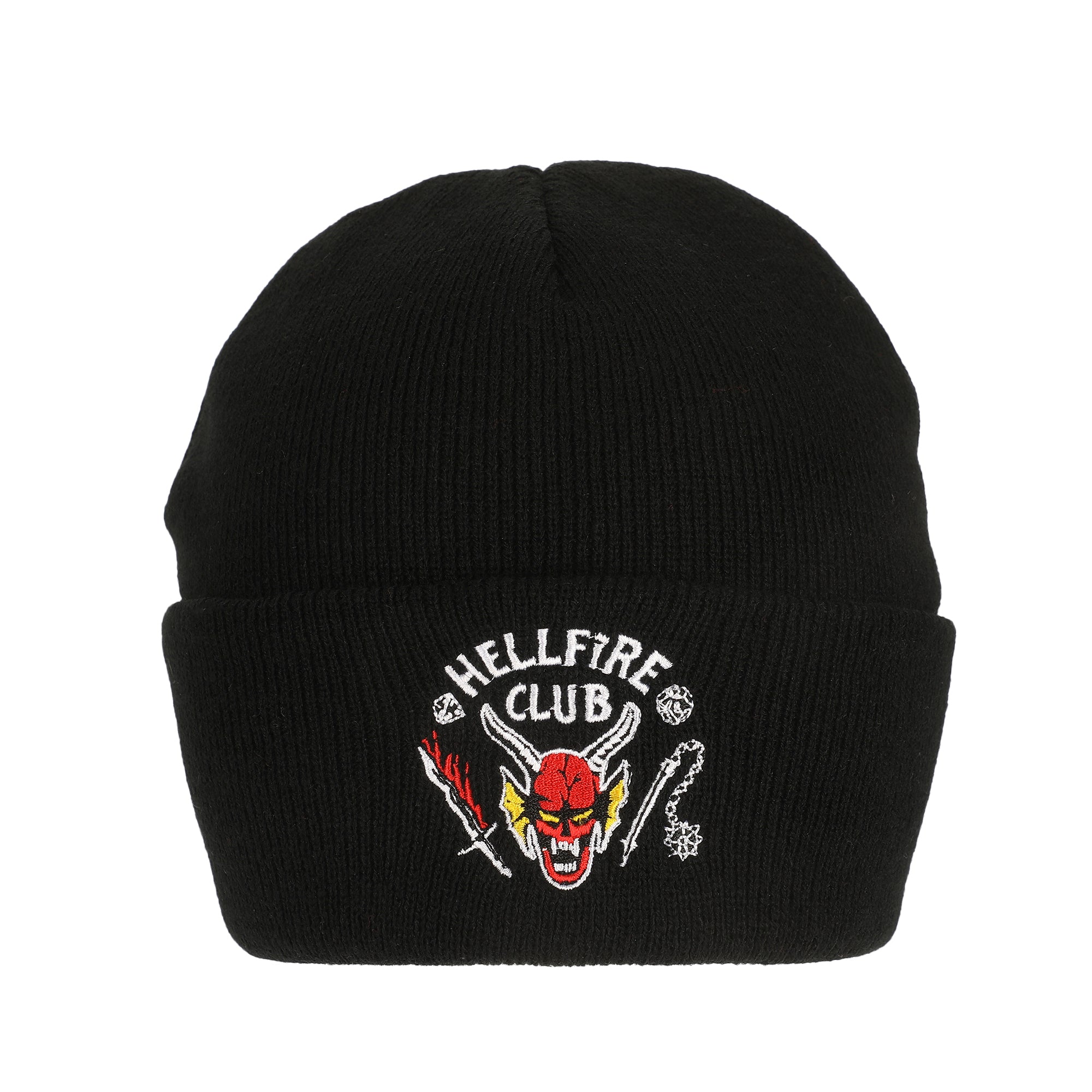 Stranger Things Hellfire Club Embroidery On Black Acrylic Knit Cuff Beanie