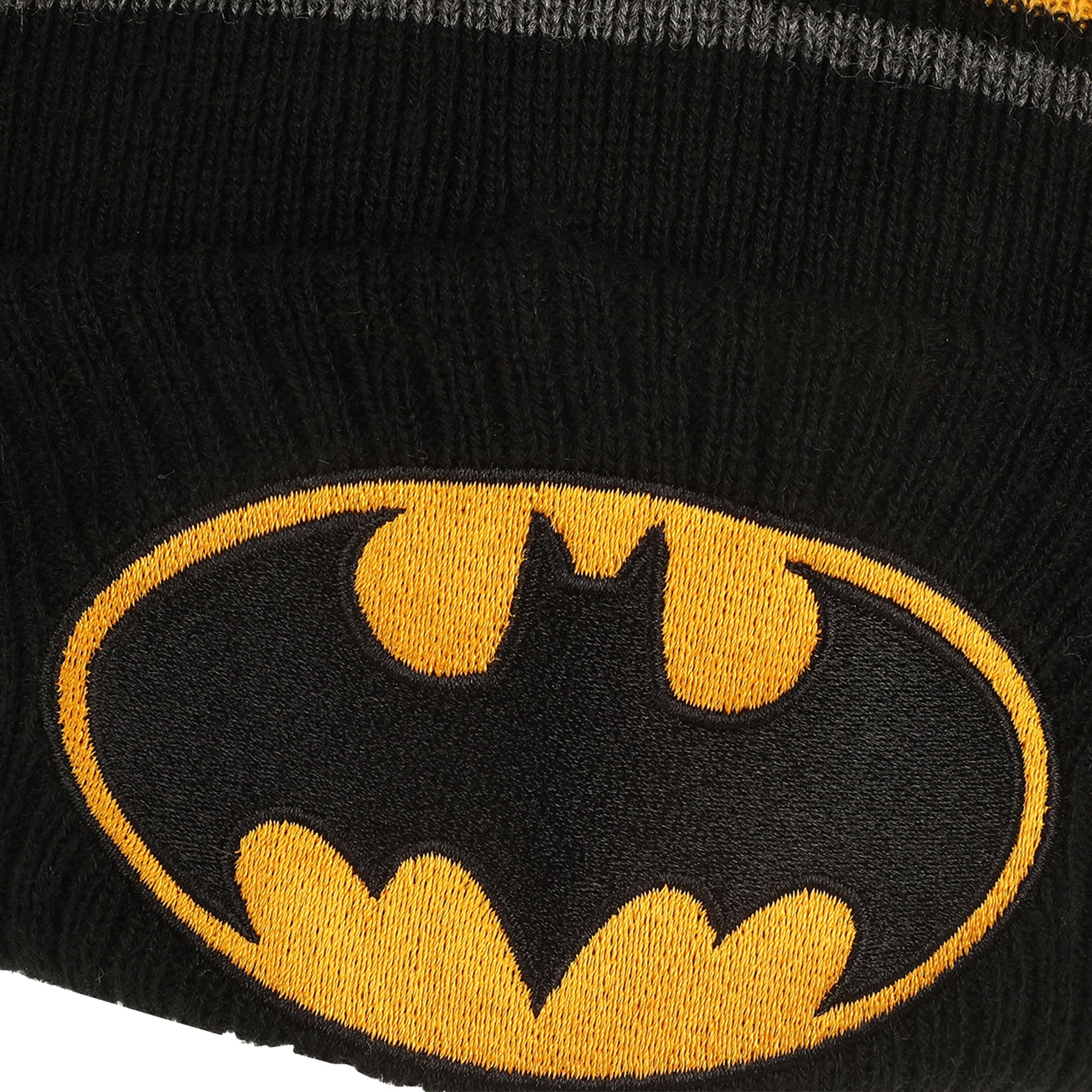 Batman Logo & Name Text Black Cuff Beanie