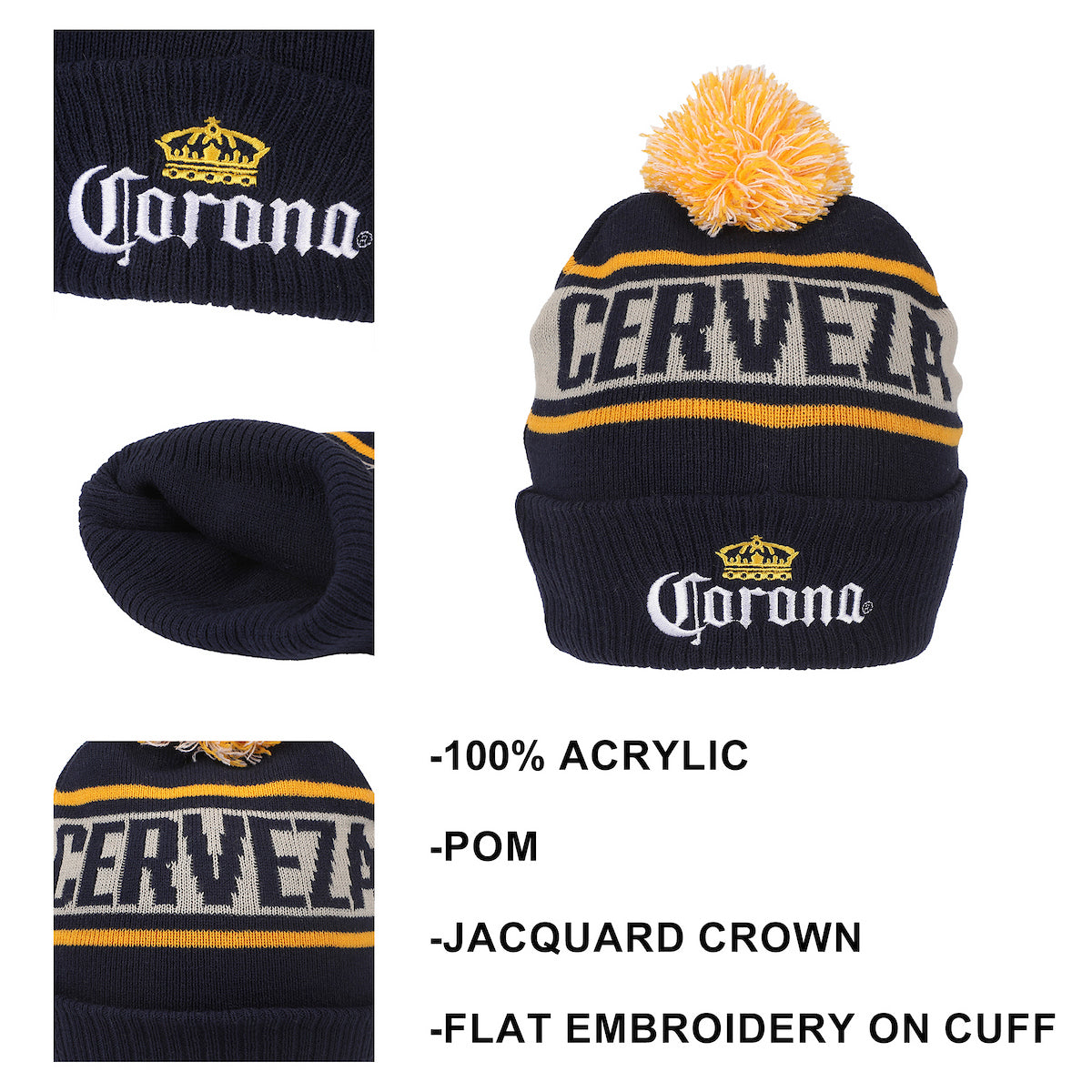 Corona Cerveza Navy Cuff Beanie