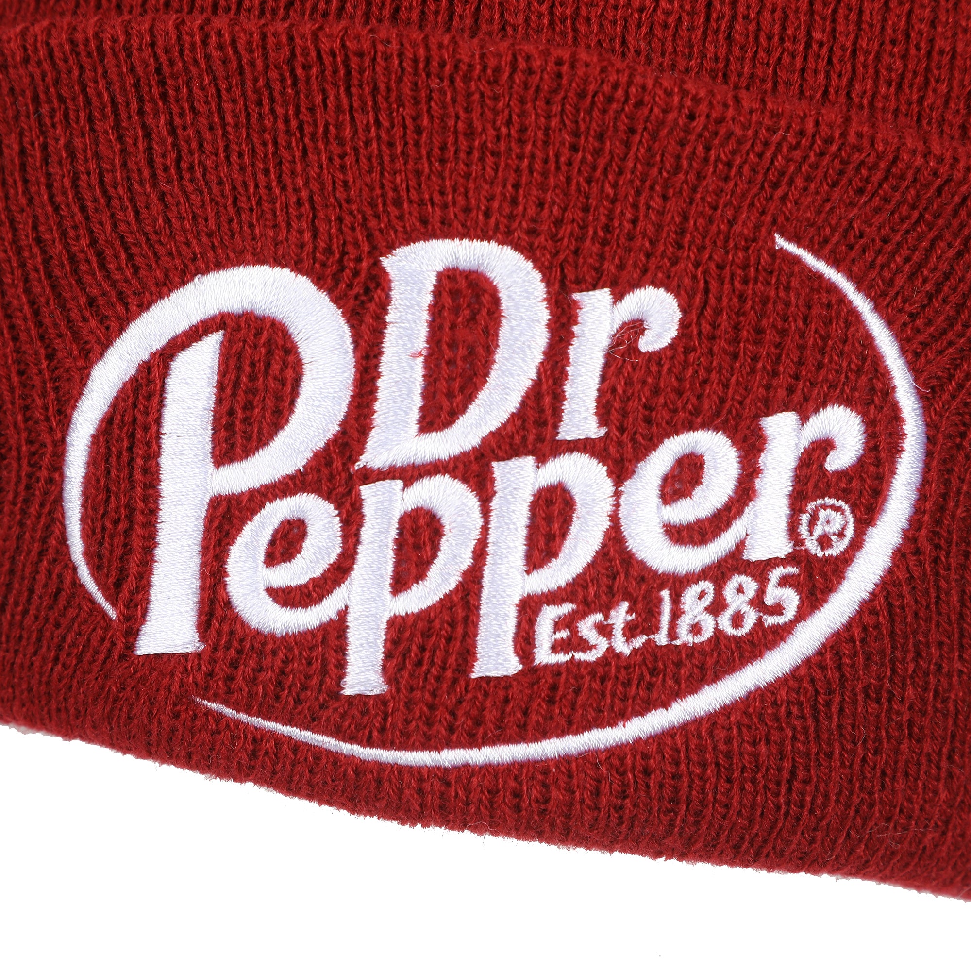 Dr Pepper Embroidery On Acrylic Knit Standard Cuff Beanie
