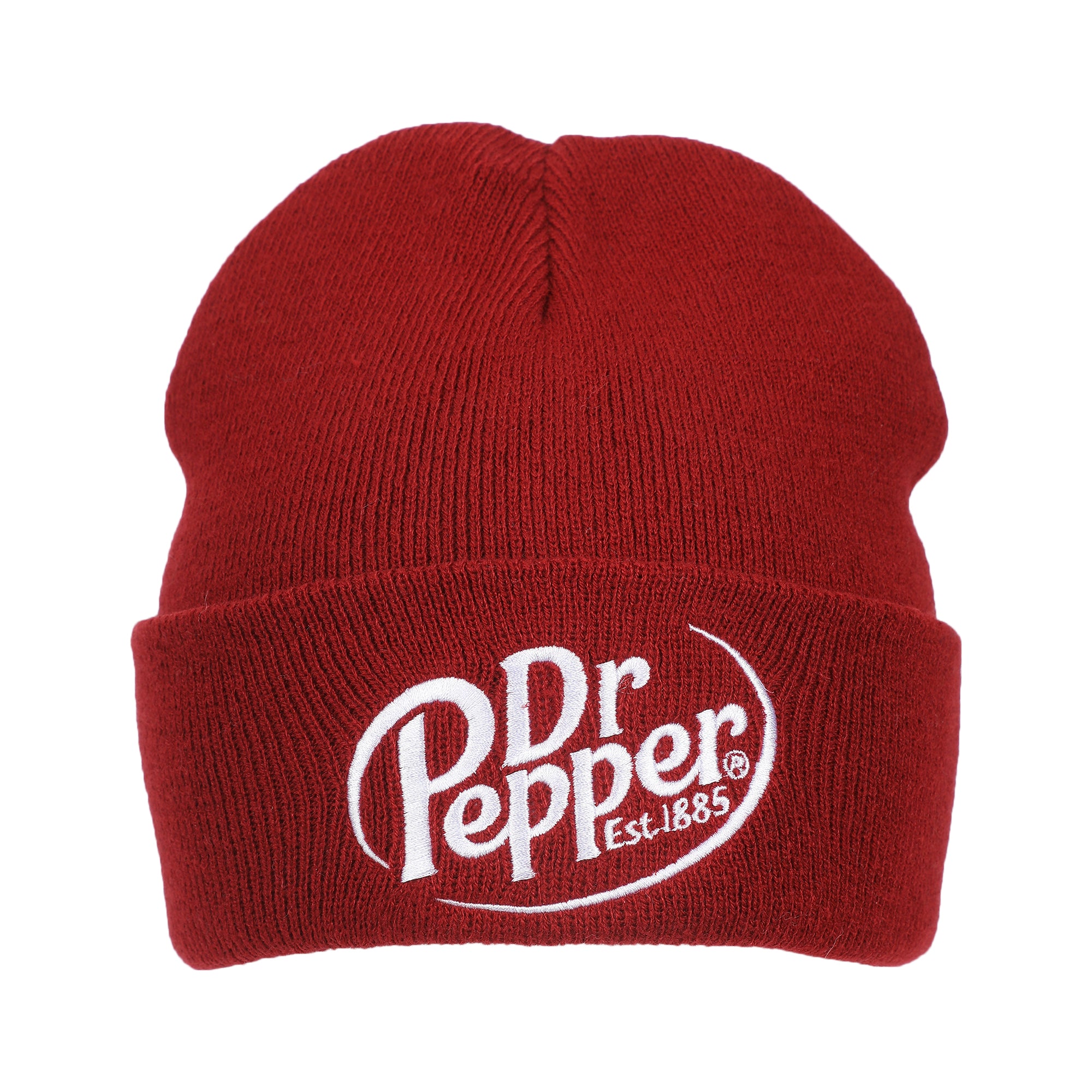 Dr Pepper Embroidery On Acrylic Knit Standard Cuff Beanie