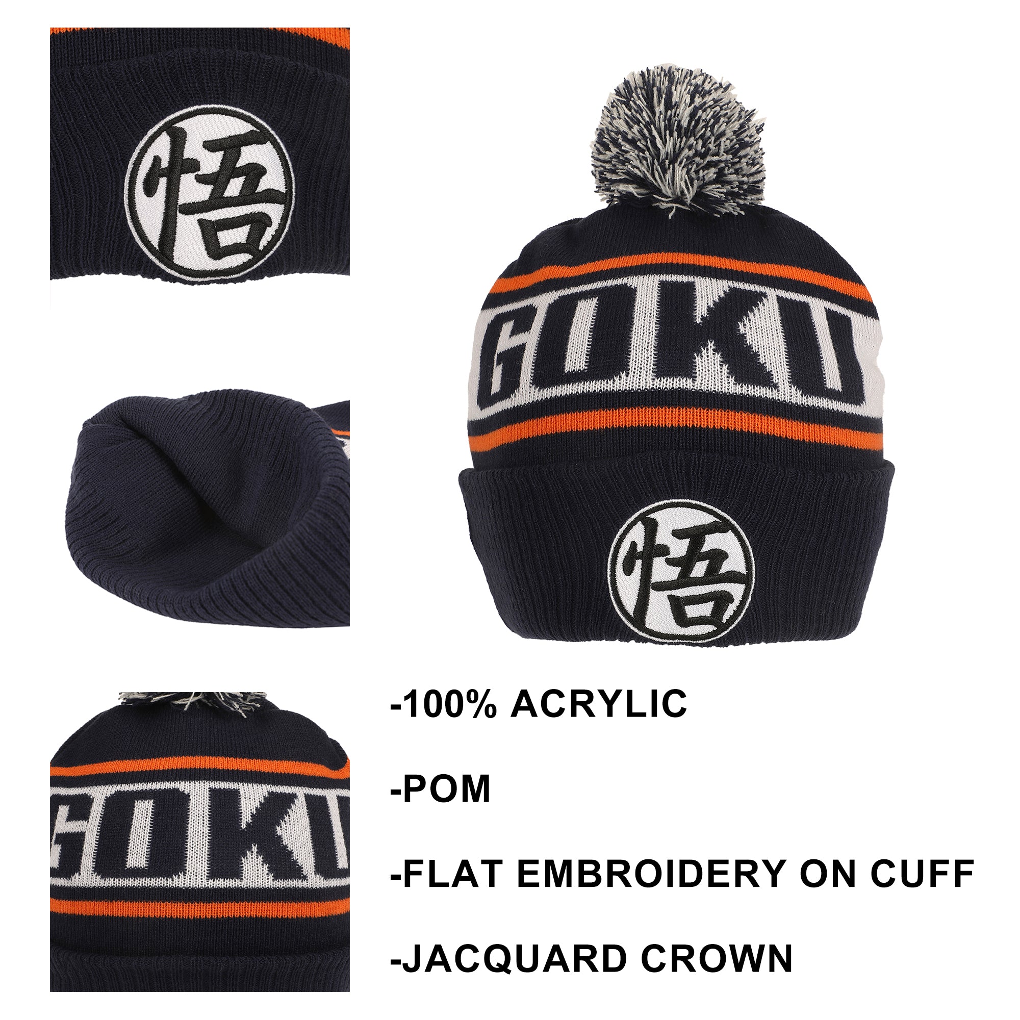 Dragon Ball Z Goku Kanji Blue Cuff Beanie