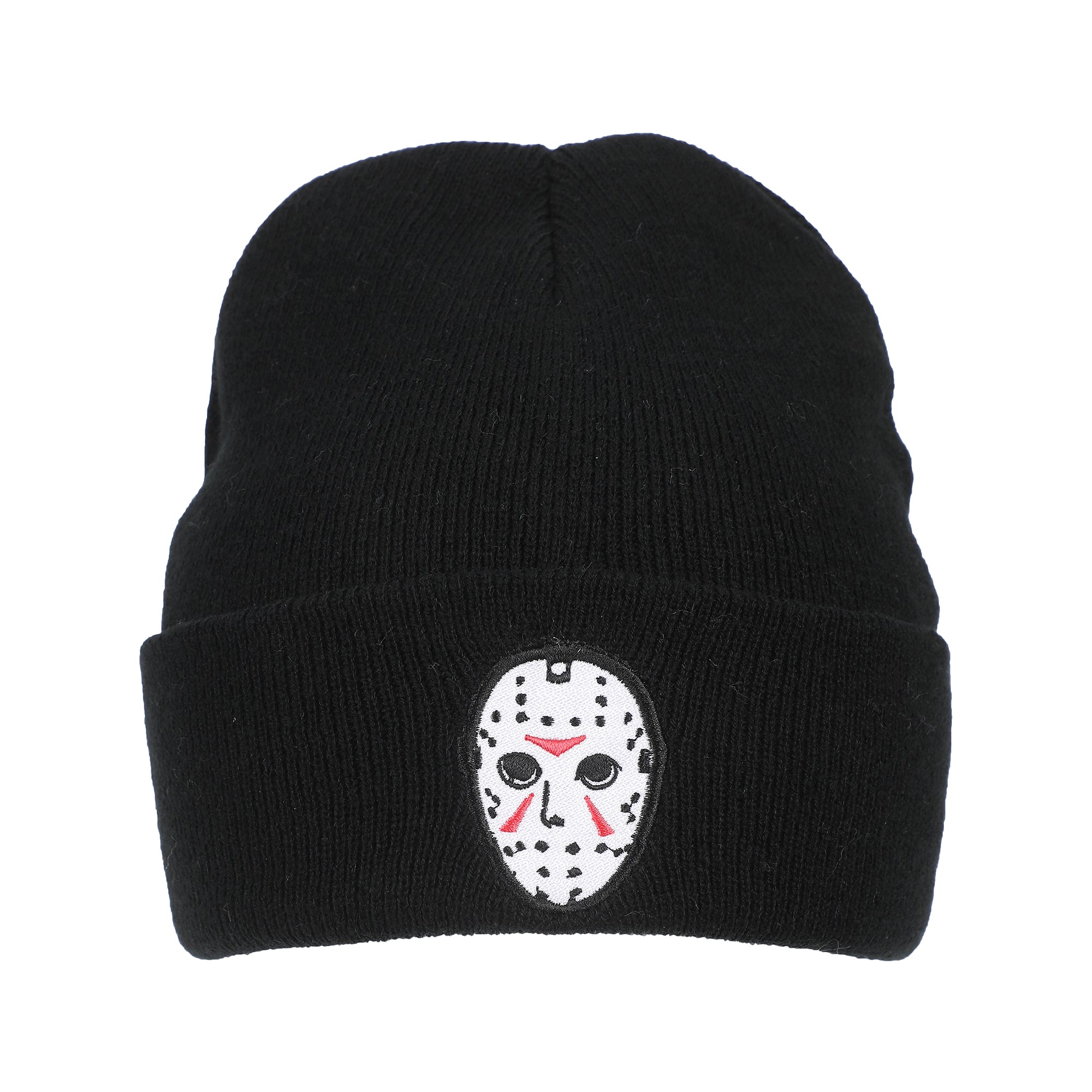 Friday The 13Th Jason Mask Embroidery On Acrylic Knit Standard Cuff Beanie