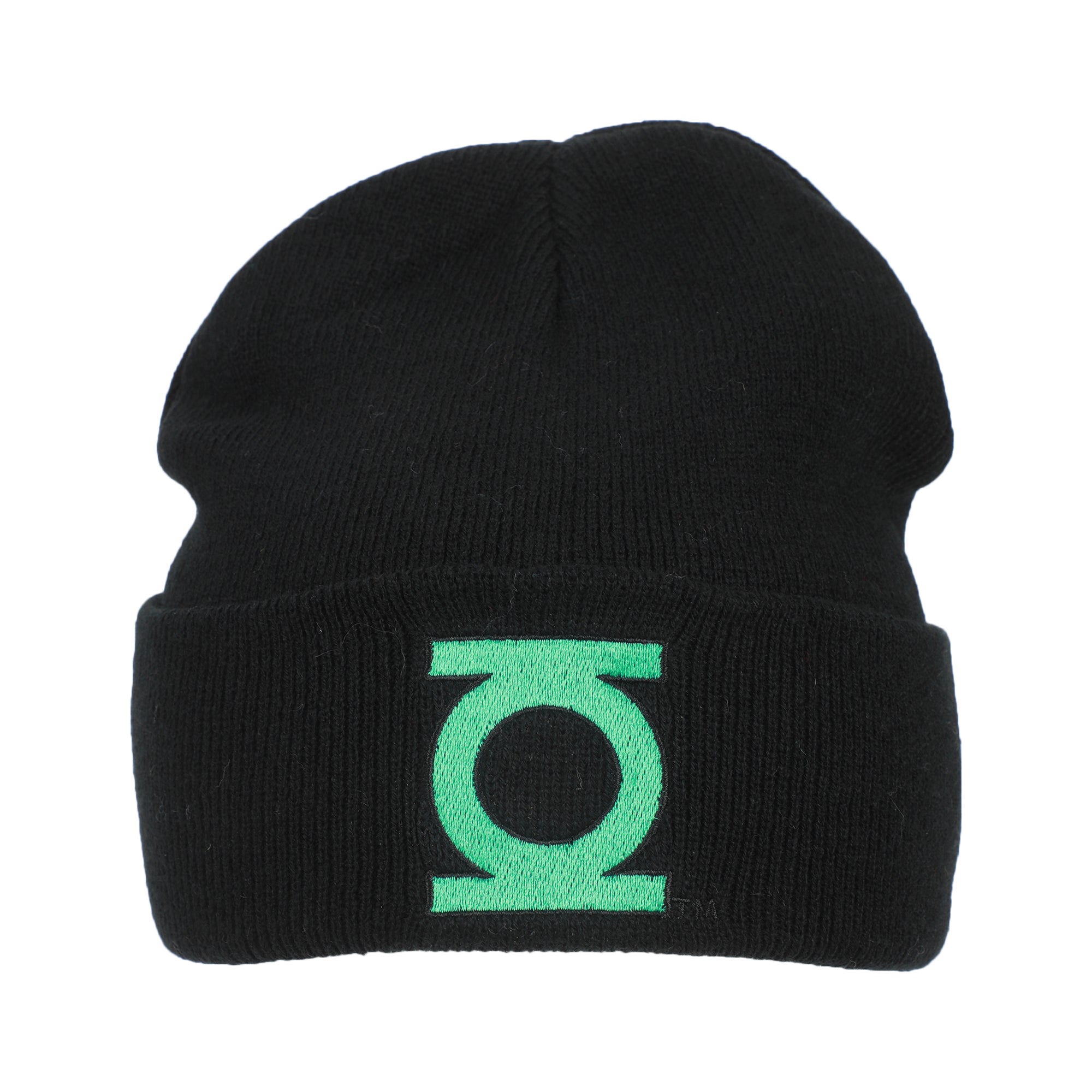 Green Lantern Logo Embroidery On Acrylic Knit Standard Cuff Beanie