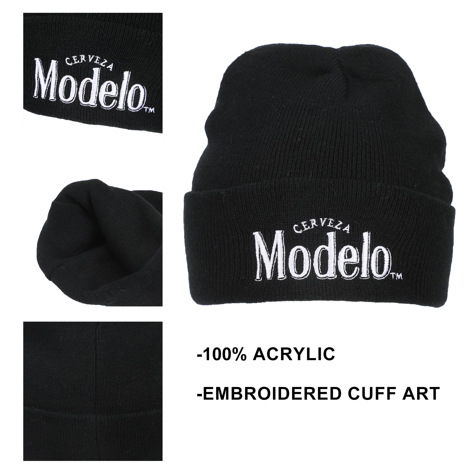Modelo Logo Embroidery Acrylic Knit Standard Cuff Beanie