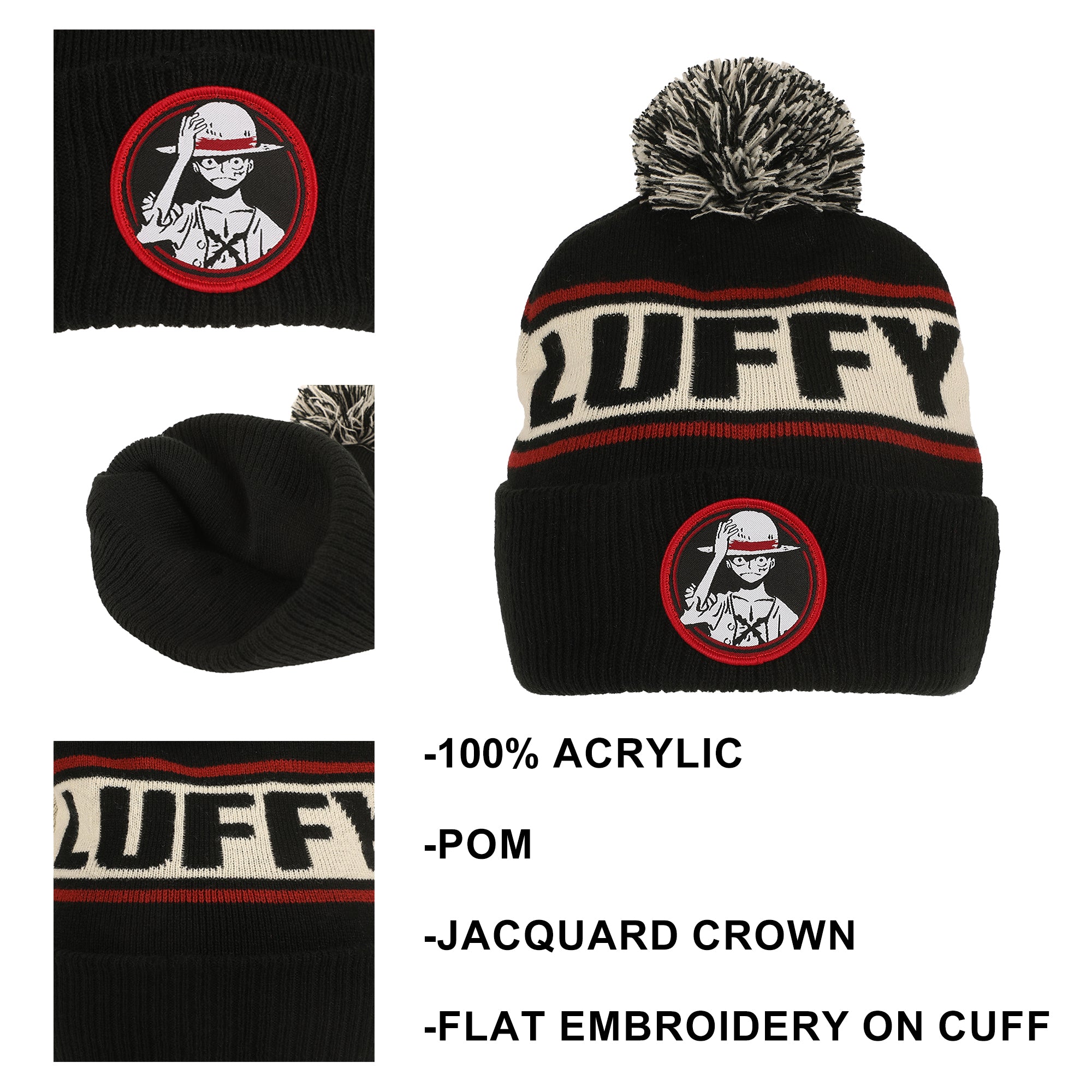 One Piece Luffy Black Cuff Beanie